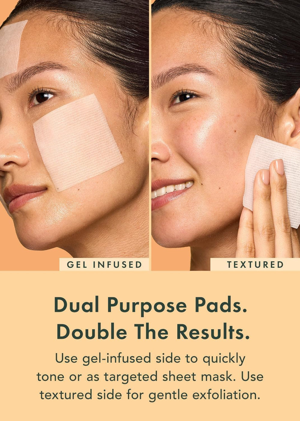 Rael Toner Pads con beta-caroteno para realzar la luminosidad natural.