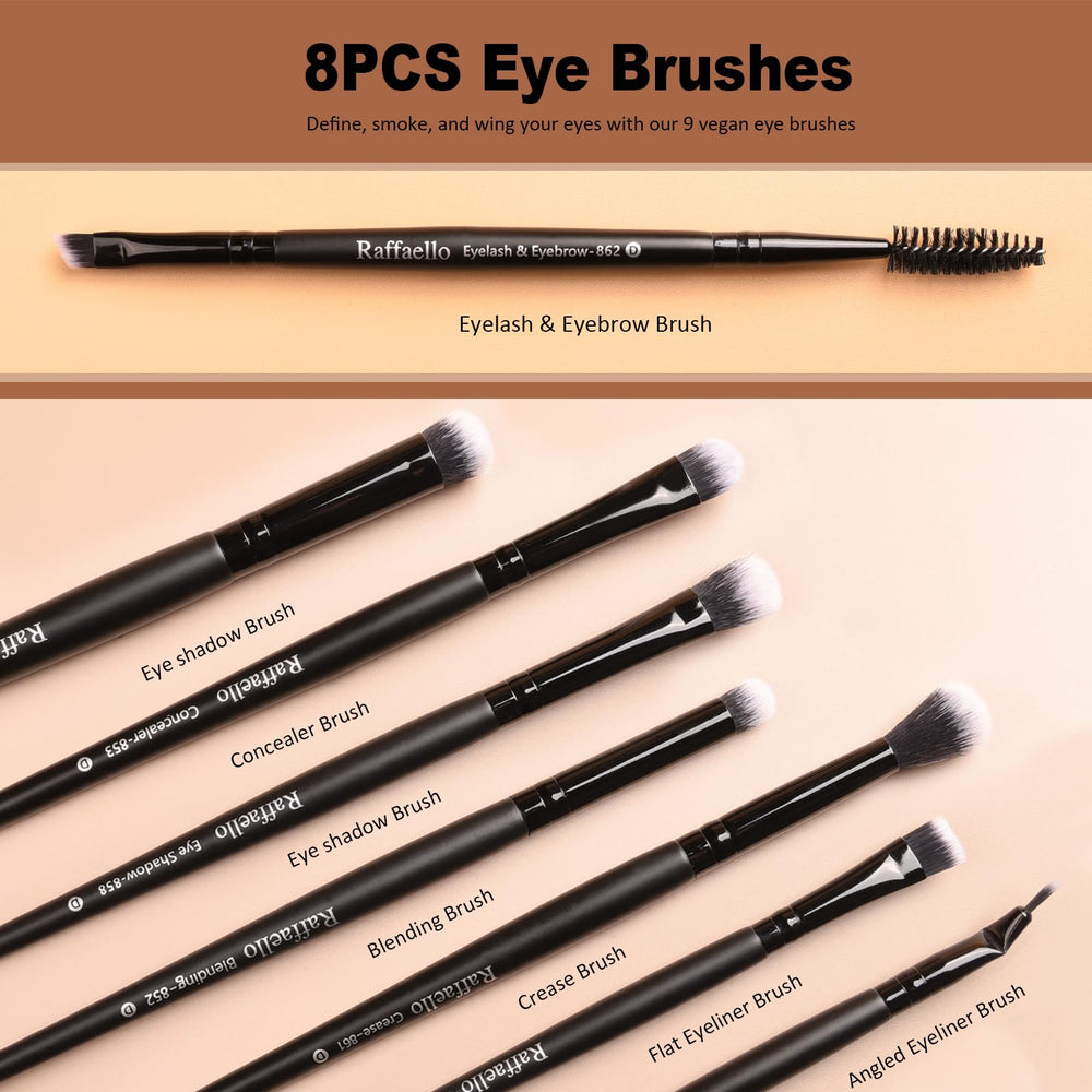 Raffaello powder and blush brushes deliver even coverage for a natural finish.