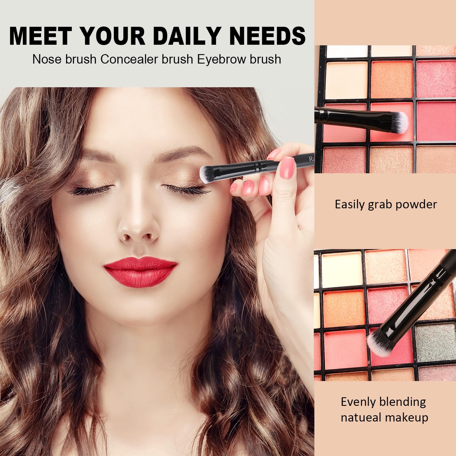 Raffaello nose shading and concealer brushes reach hard-to-access areas for detailing.