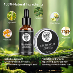 RAFFIN beard balm taming styling for a neat, non-greasy look.