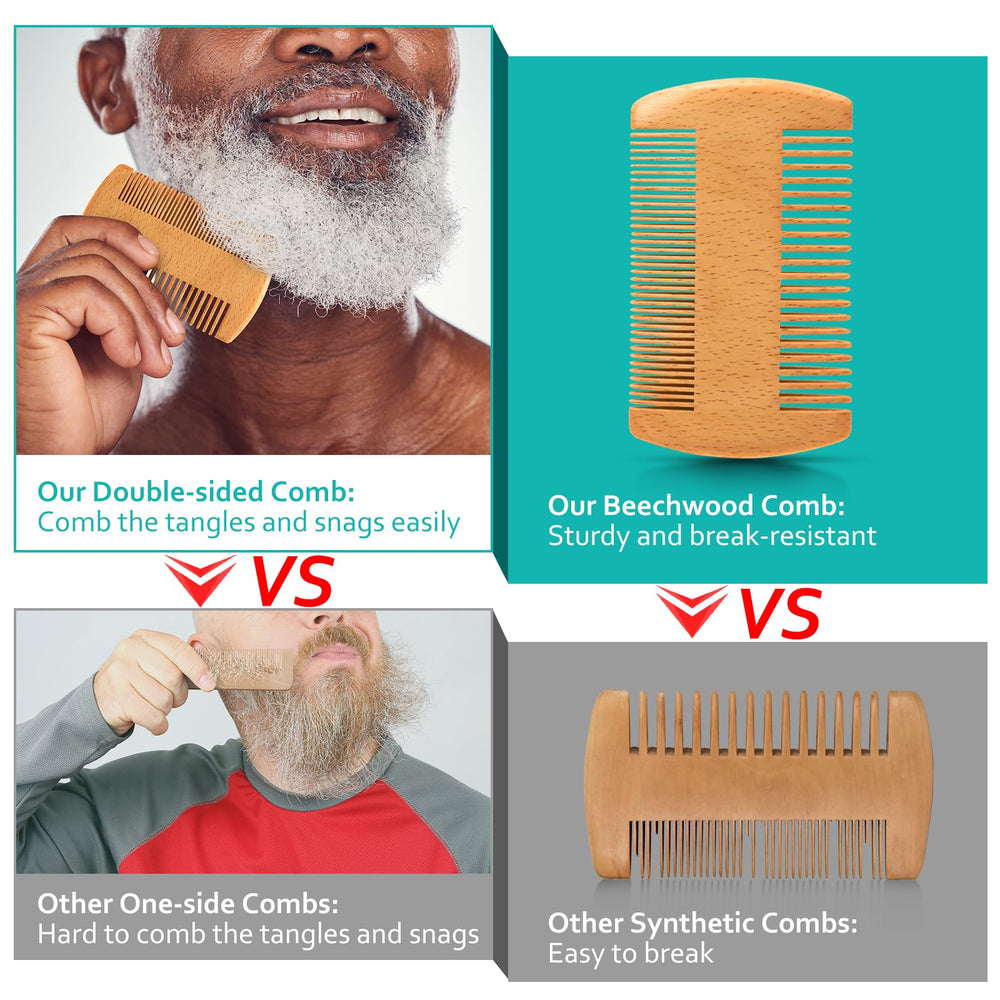RAFFIN beard brush with soft bristles enables gentle detangling.