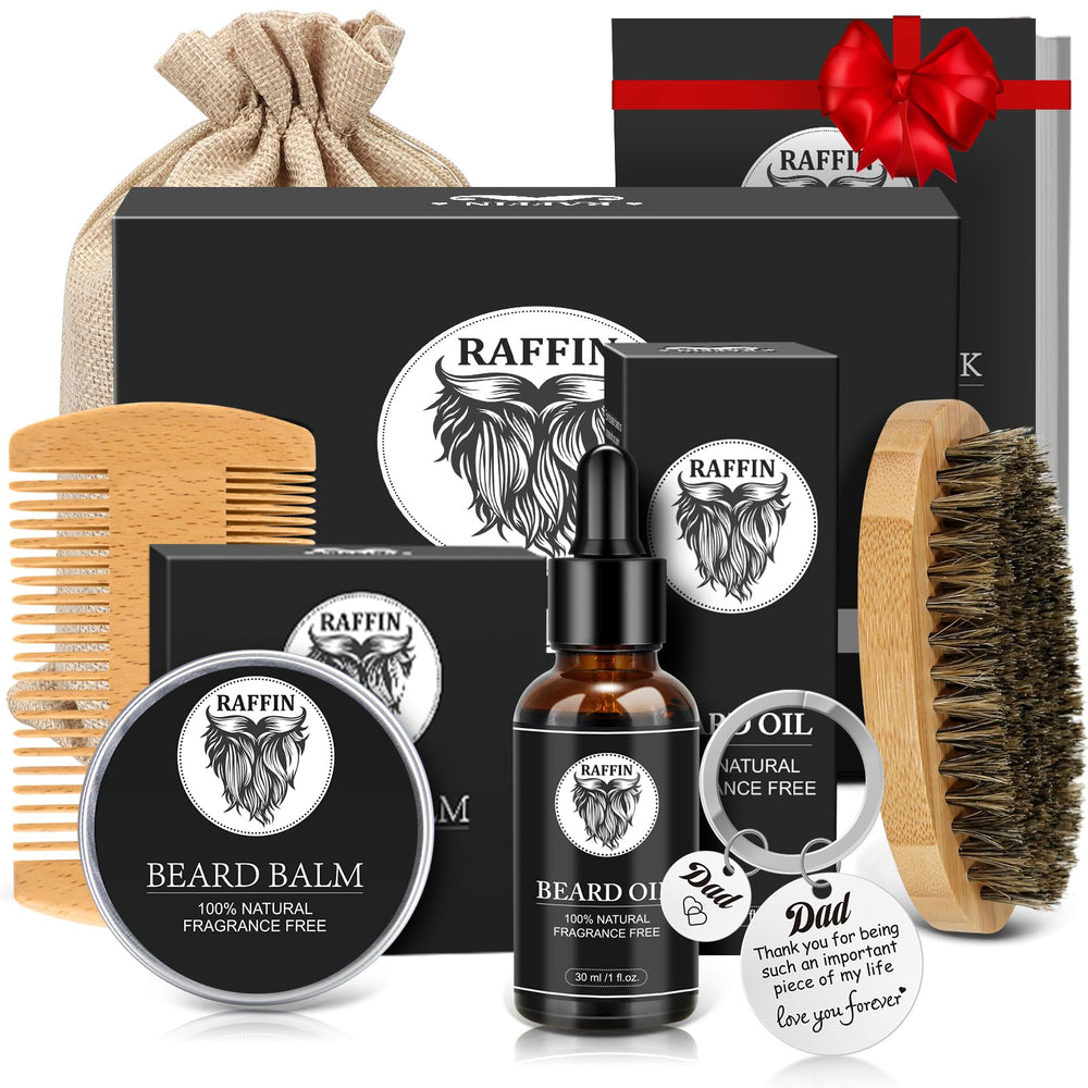 RAFFIN beard kit and keychain set, ideal for daily grooming and keepsake.