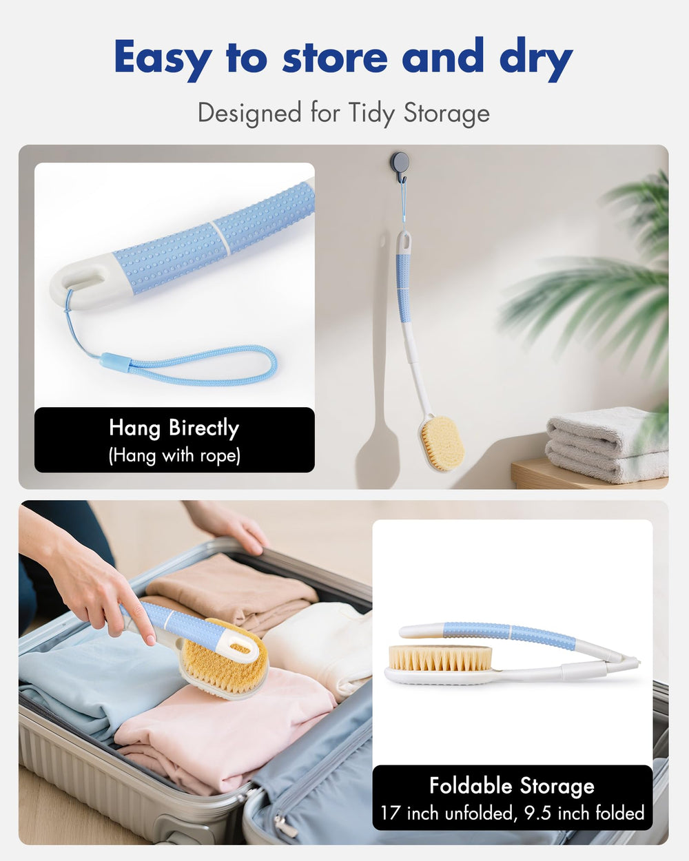 Rafow hanging rope for easy storage and quick air drying.