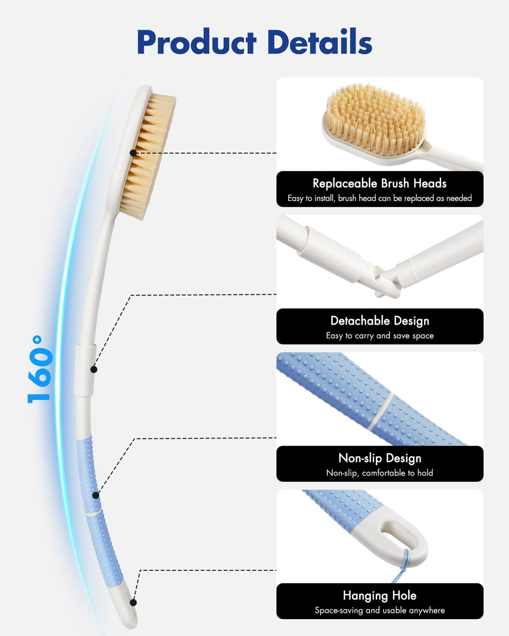 Rafow non-slip grip keeps the brush secure in wet conditions.