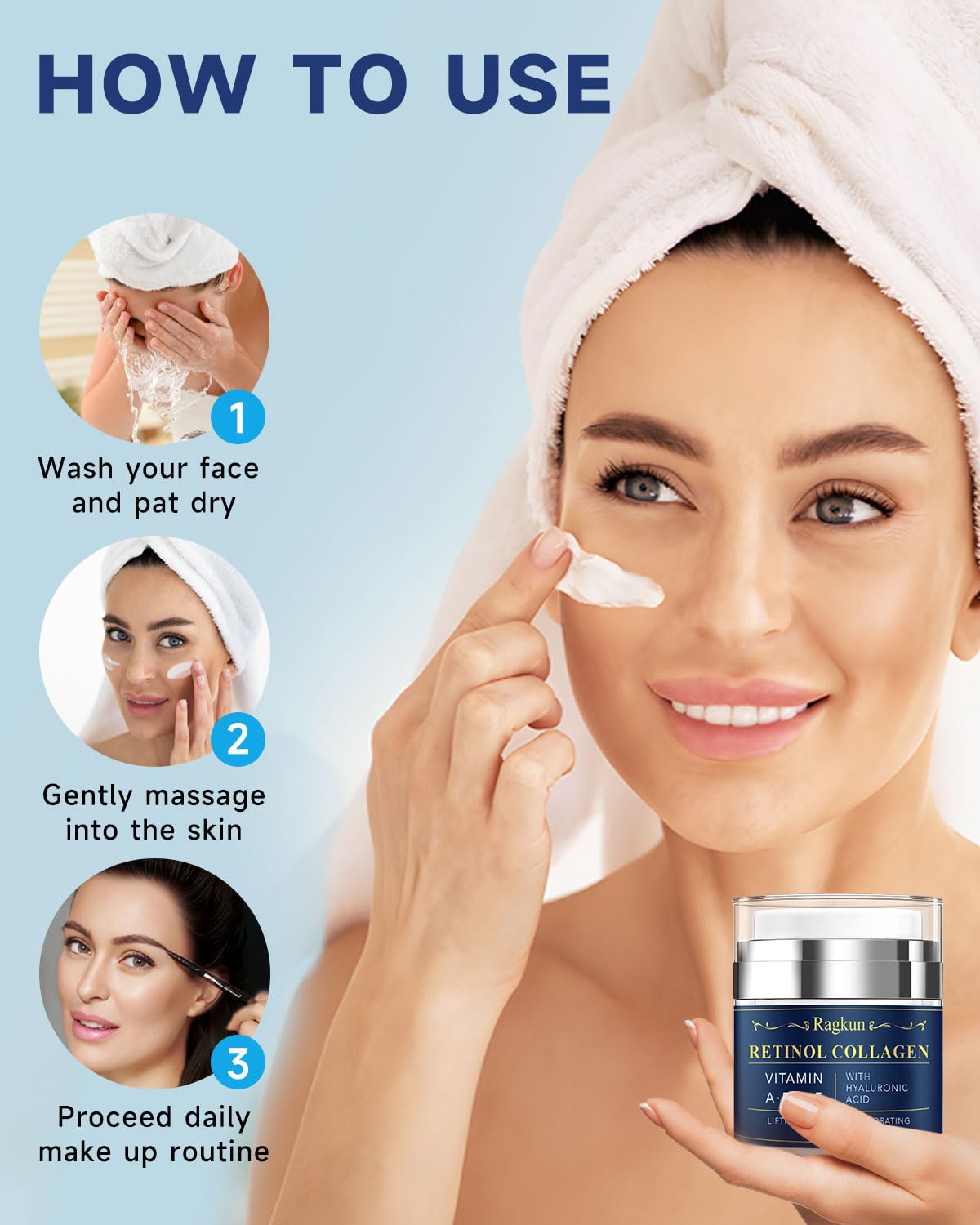 Ragkun day-night skincare routine layout conveys versatility