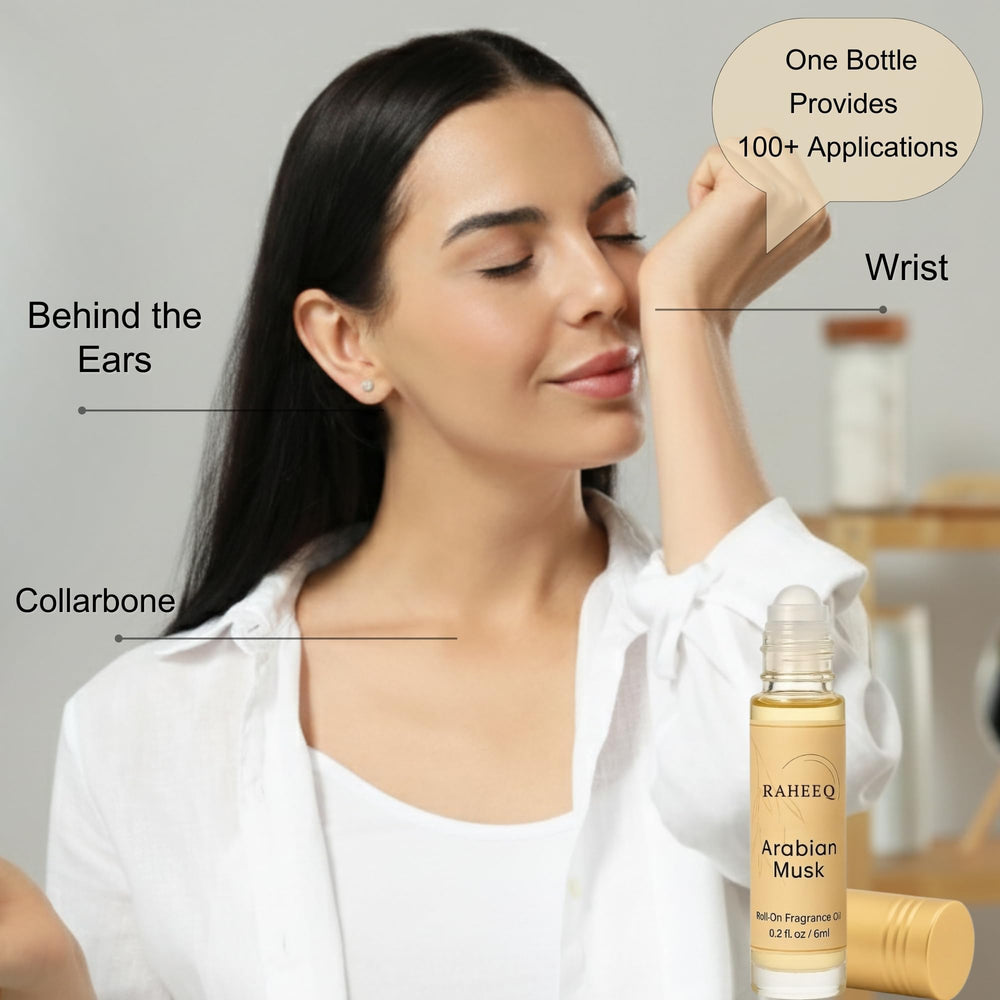 Raheeq long-lasting fragrance on skin demonstrating extended aroma throughout the day.