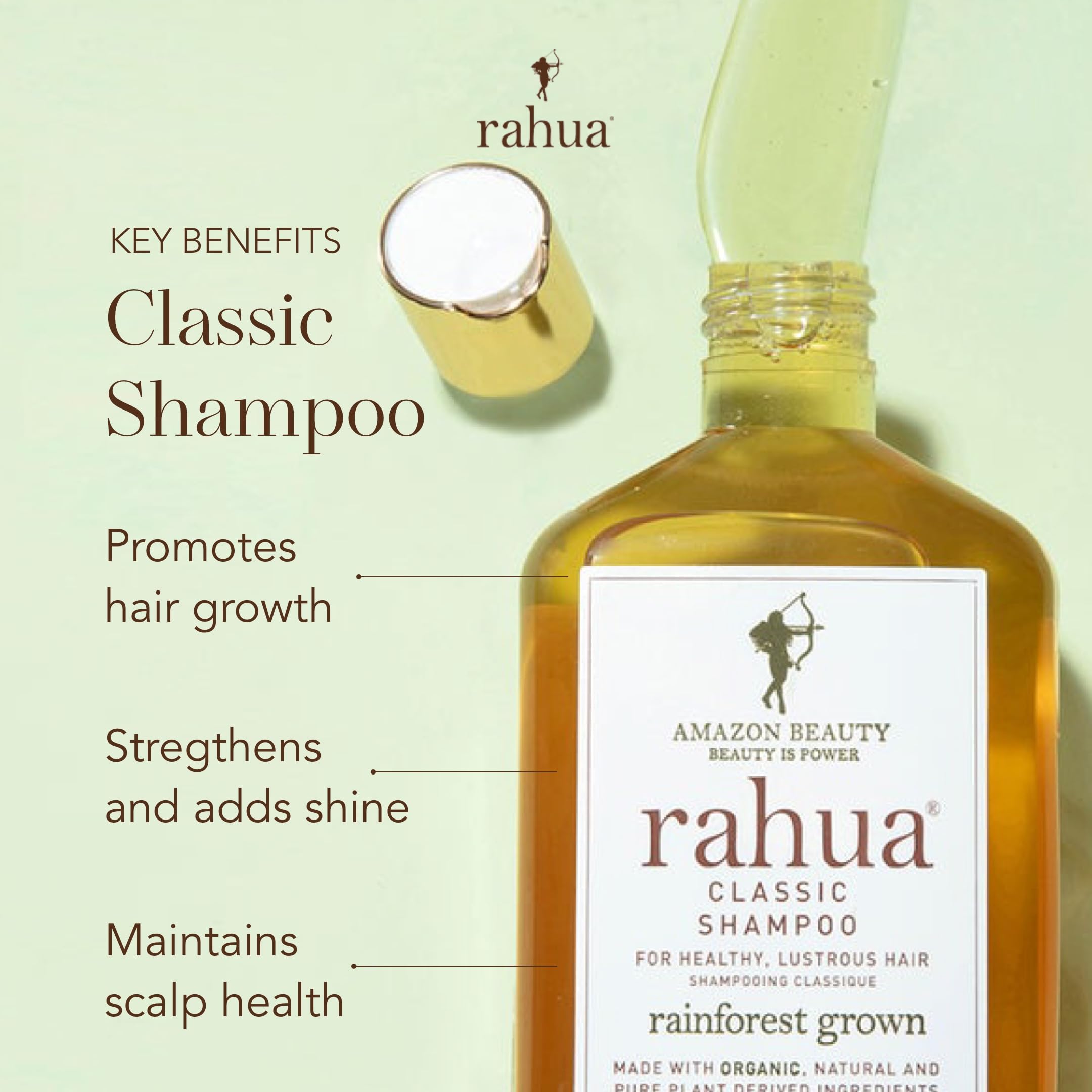 Rahua oil, quinoa, and aloe vera blend pictured for nourishing scalp care and strength.