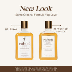 Close-up shows rich lather from Rahua Classic Shampoo for a sulfate-free cleanse.