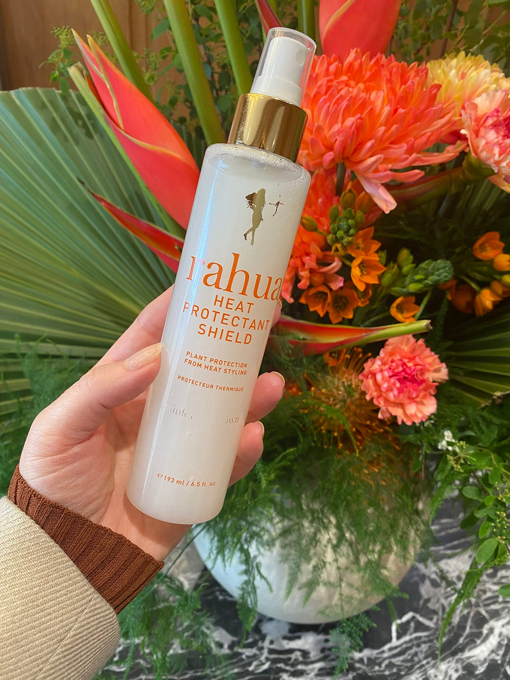Rahua tropical guava coconut fragrance enhances the styling experience.