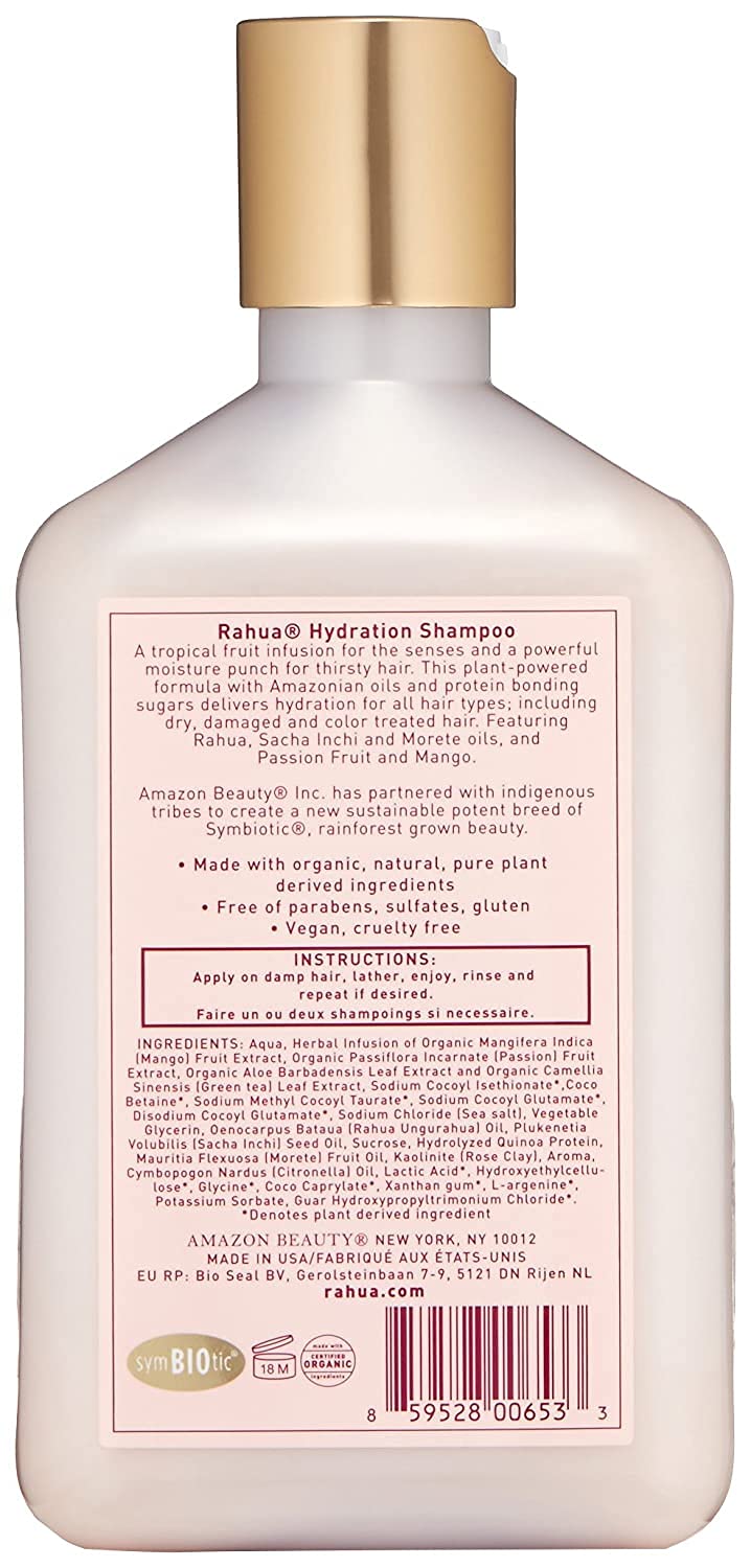 Rahua Hydration Shampoo mango passion fruit aroma suggesting tropical shower ritual