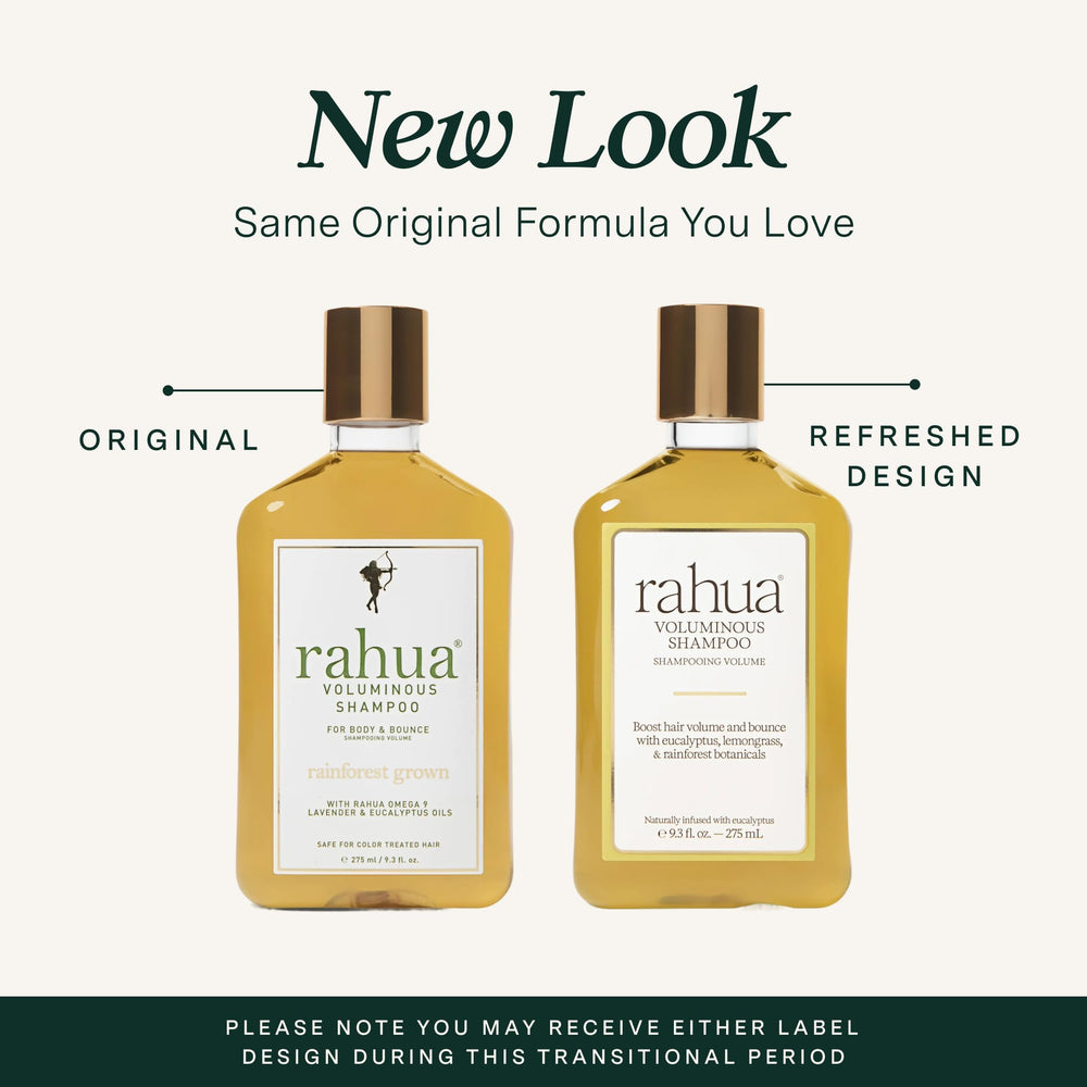Rahua Voluminous Shampoo pour-shot demonstrates easy application