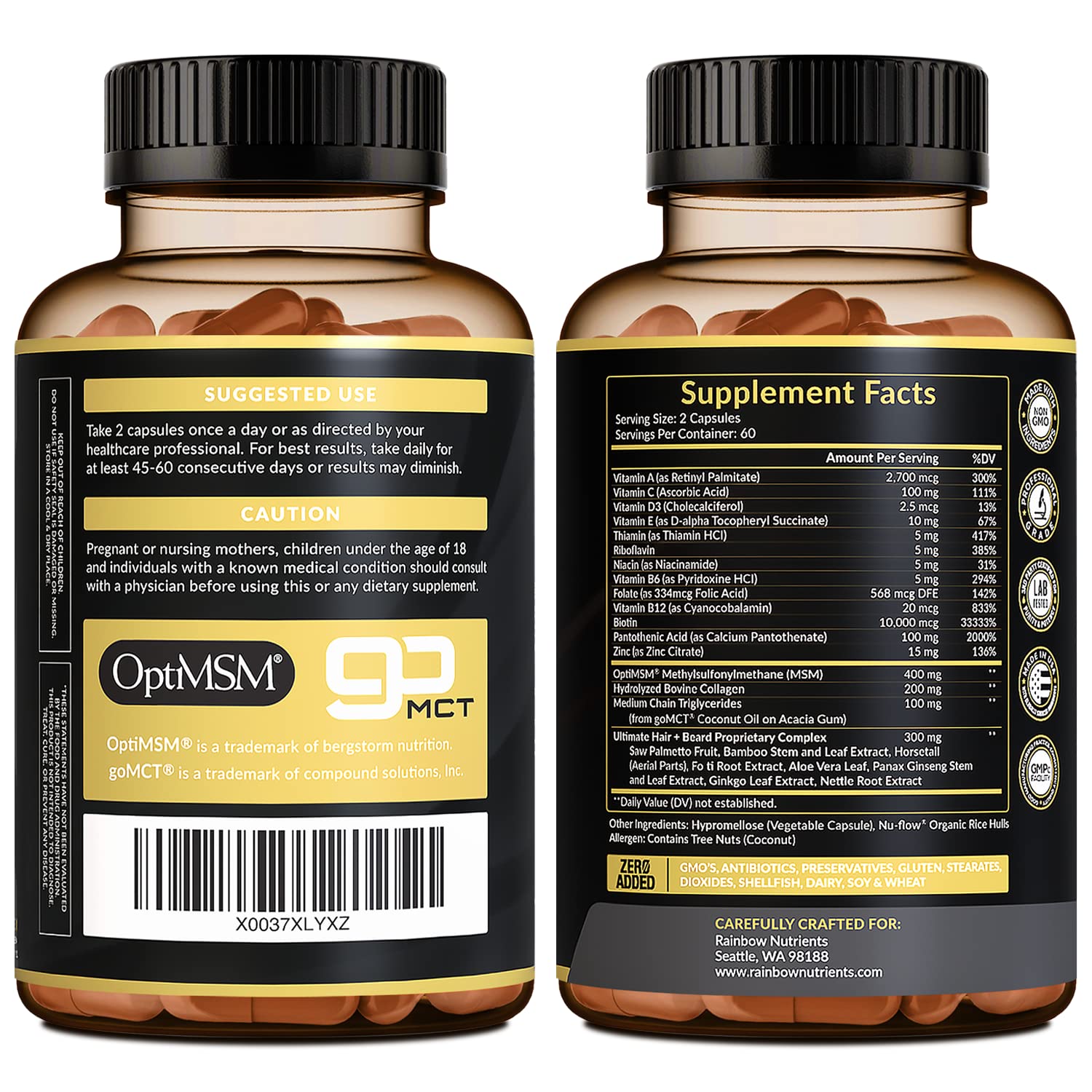 Rainbow Nutrients daily hair routine with vitamins for fuller beard