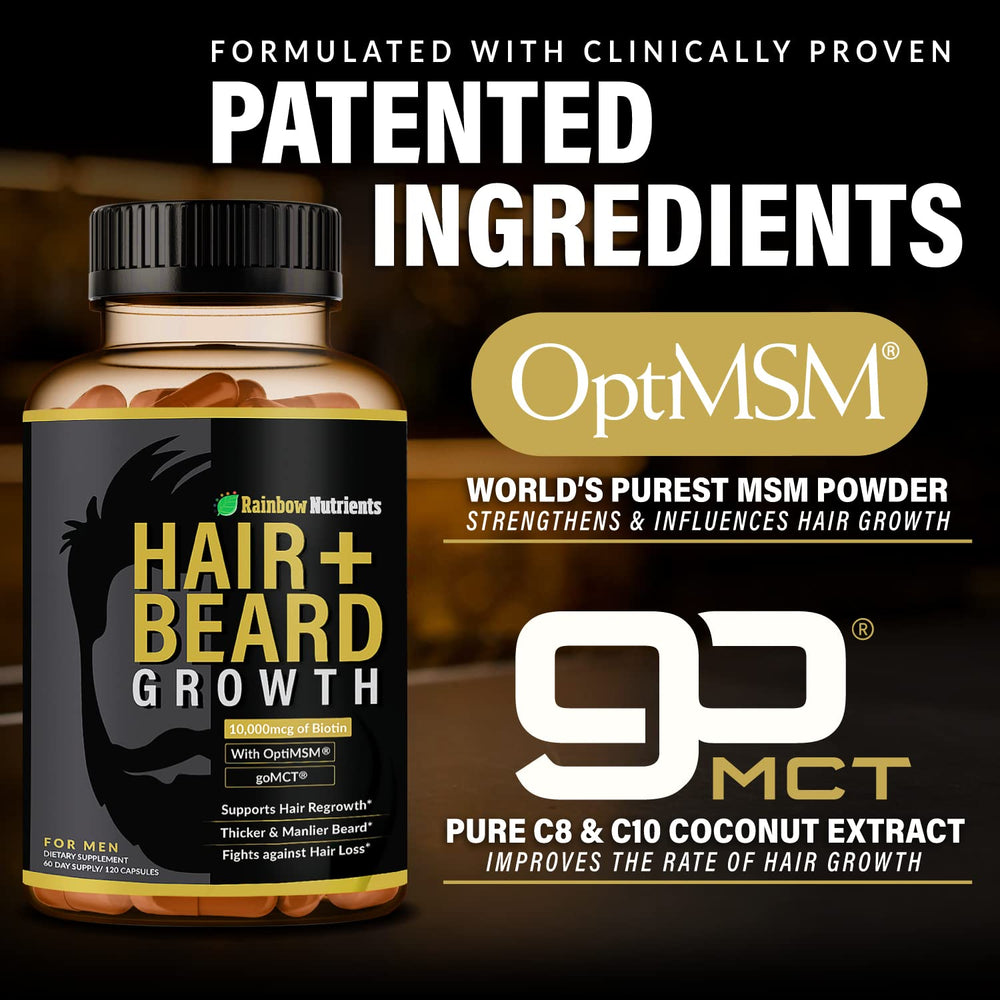 Rainbow Nutrients OptiMSM patent formula bottle signaling vitality for hair
