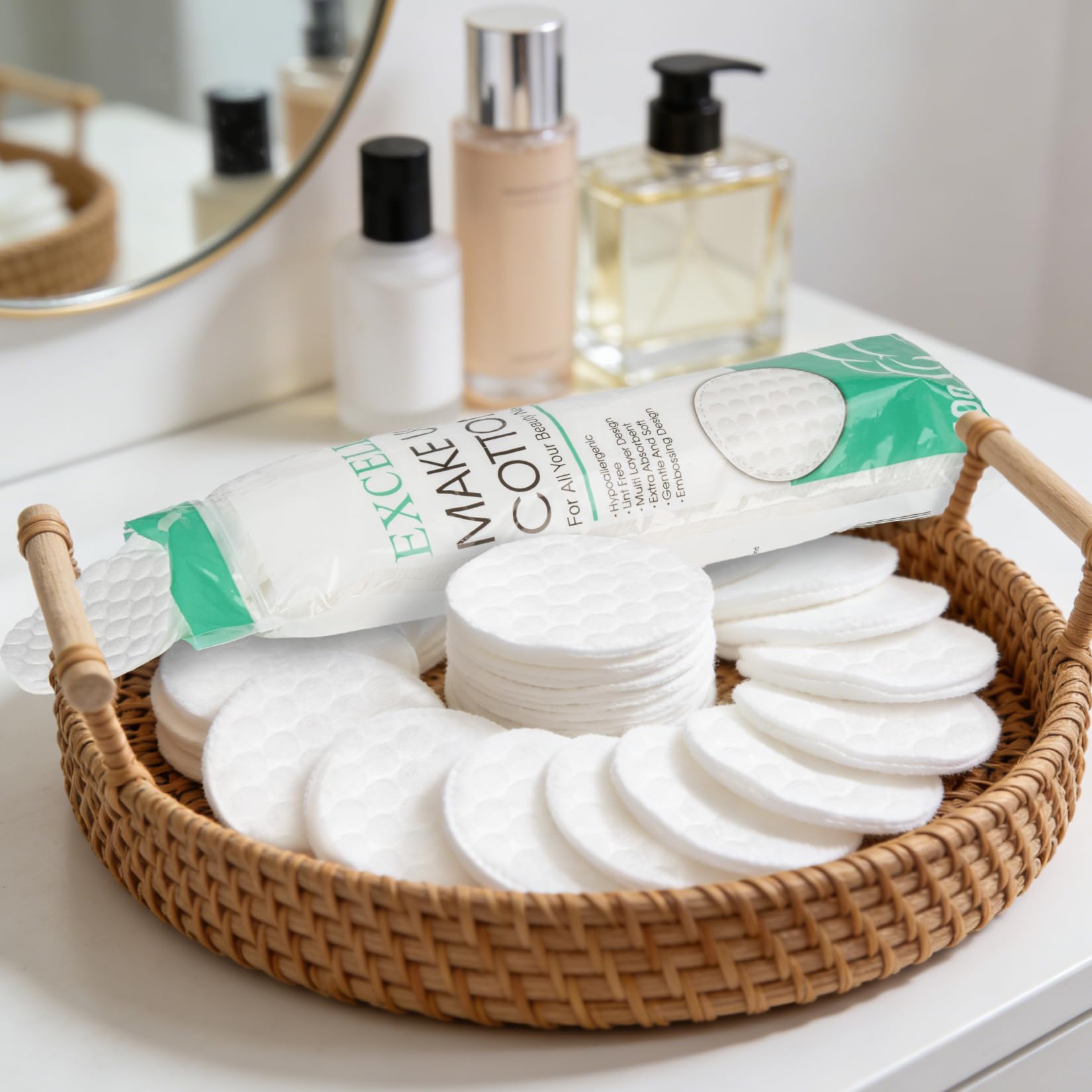 RAINFLOW daily skincare essentials cotton rounds for gentle cleansing
