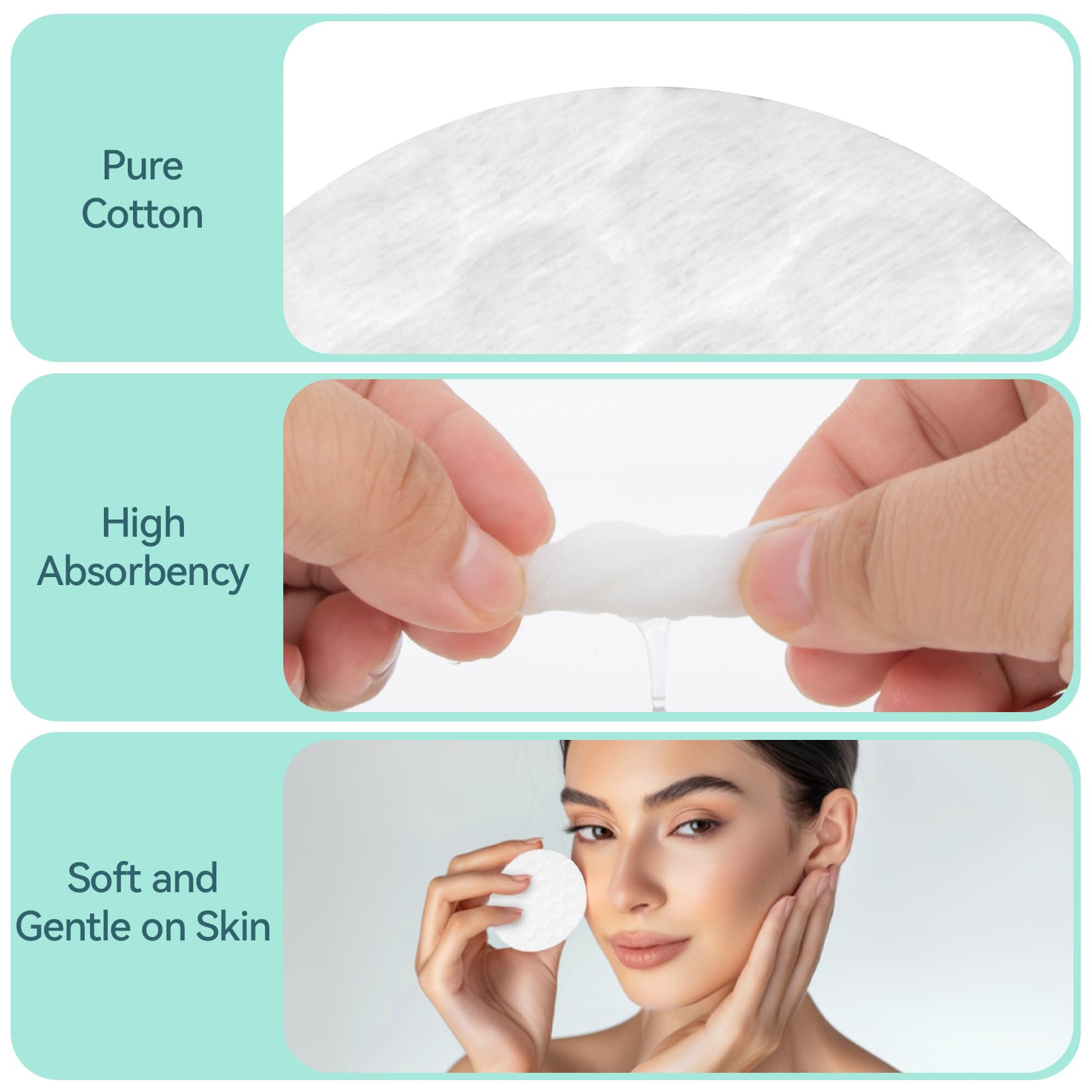 RAINFLOW high-absorbency makeup remover pads for toner and cleanser