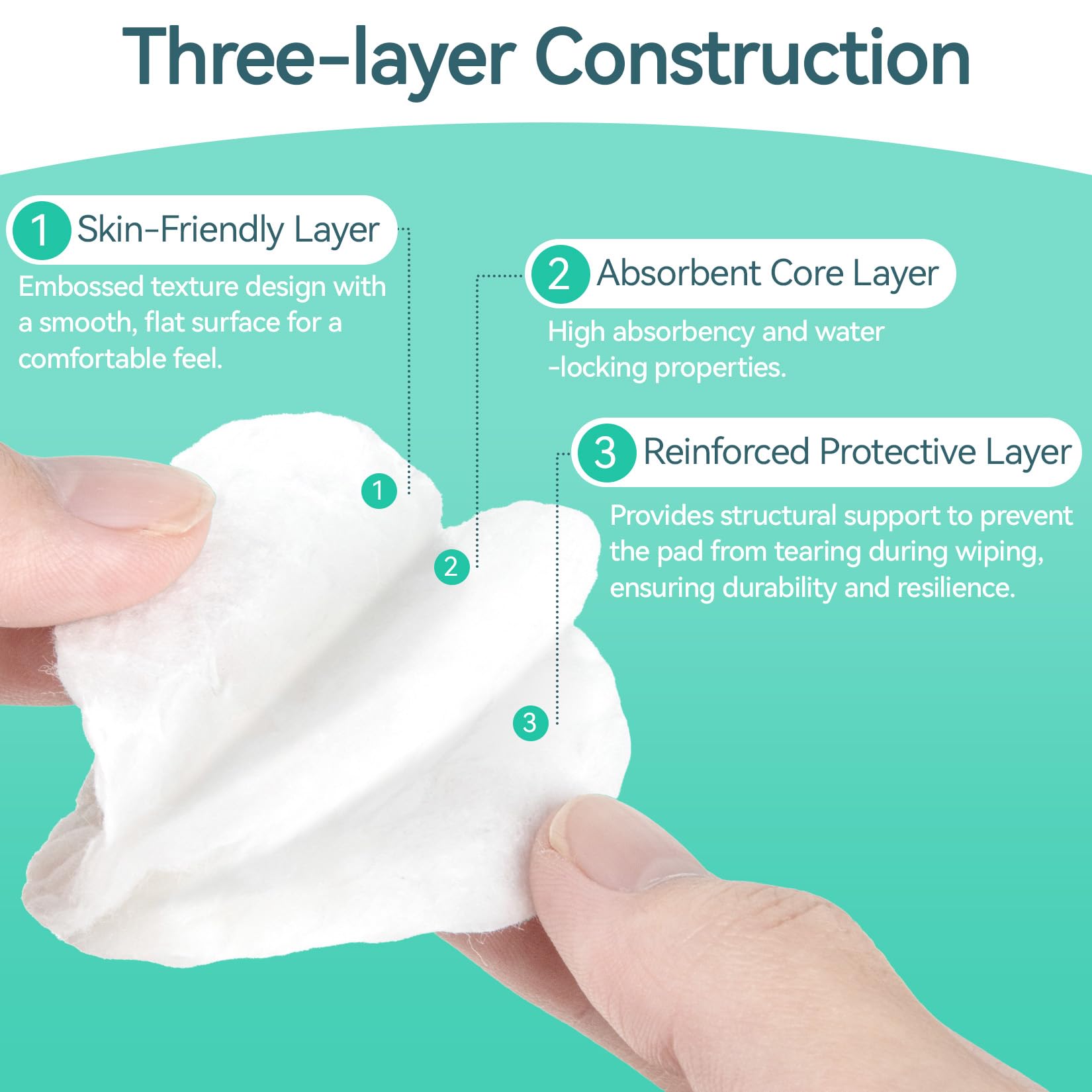 RAINFLOW lint-free design cotton rounds prevent fibers and mess