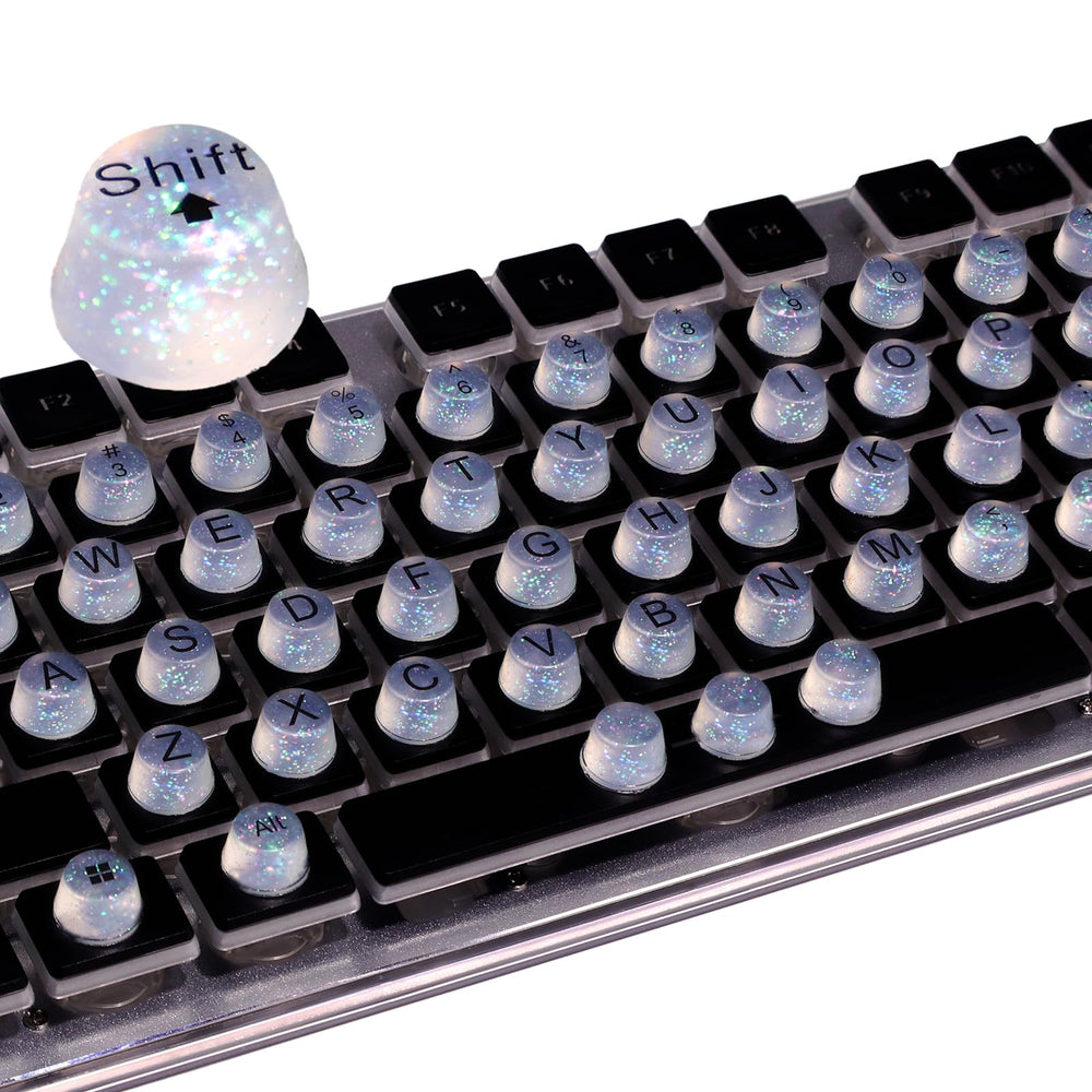 Raised Button keyboard stickers for long nails, glittery keycaps for smoother typing.