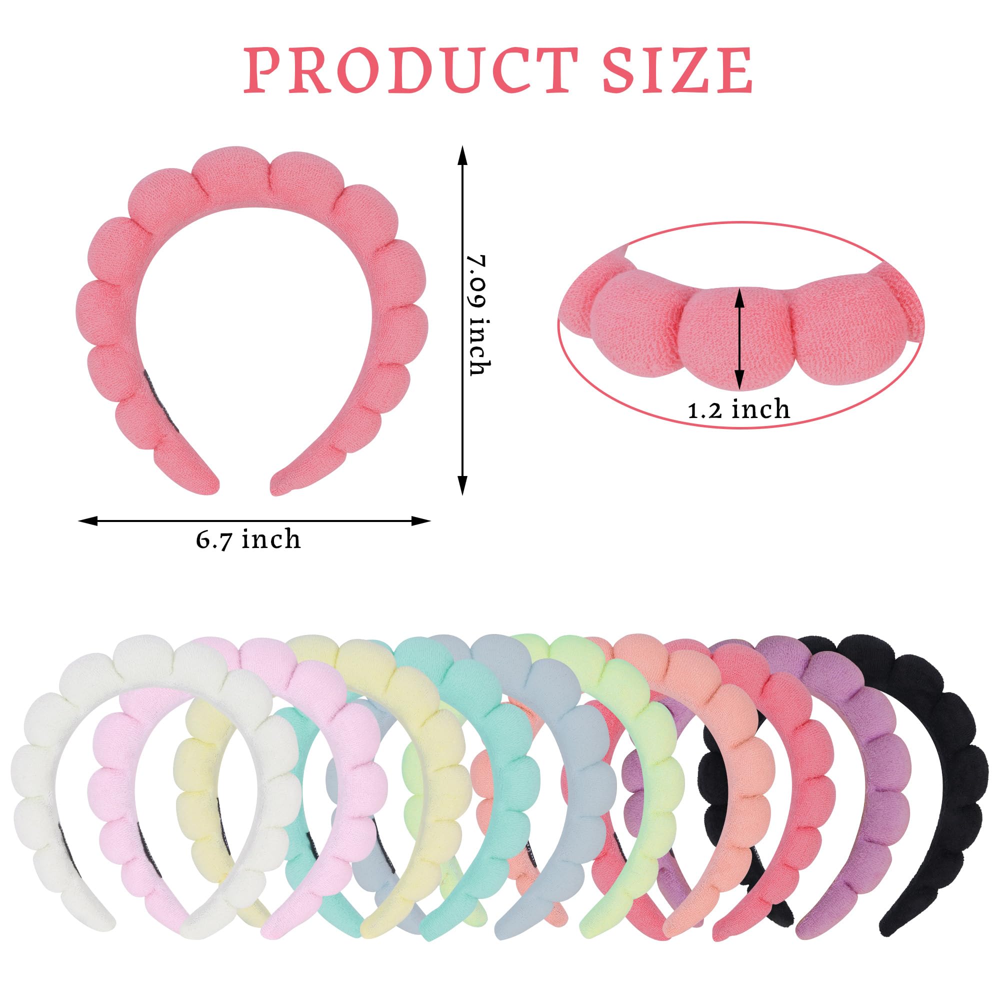RAISEY terry cloth headband close-up shows plush padding for gentle contact.