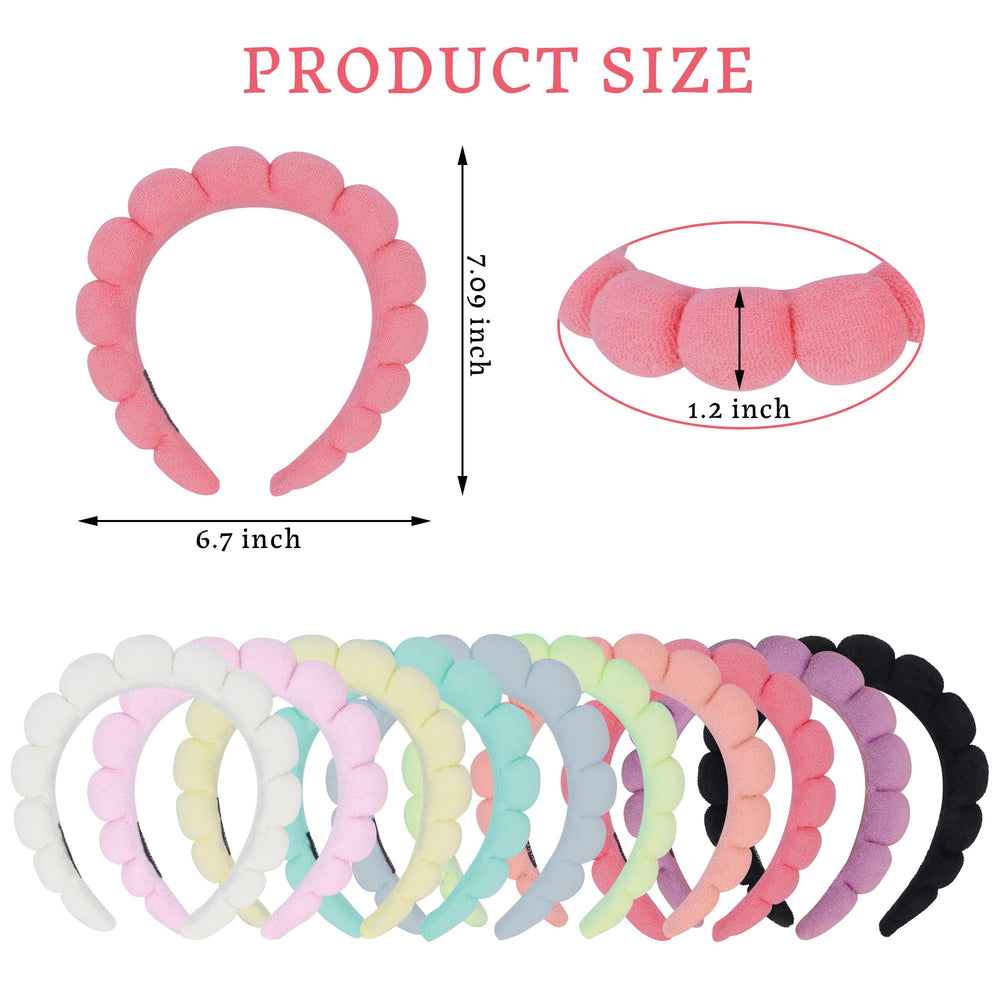 RAISEY terry cloth headband close-up shows plush padding for gentle contact.