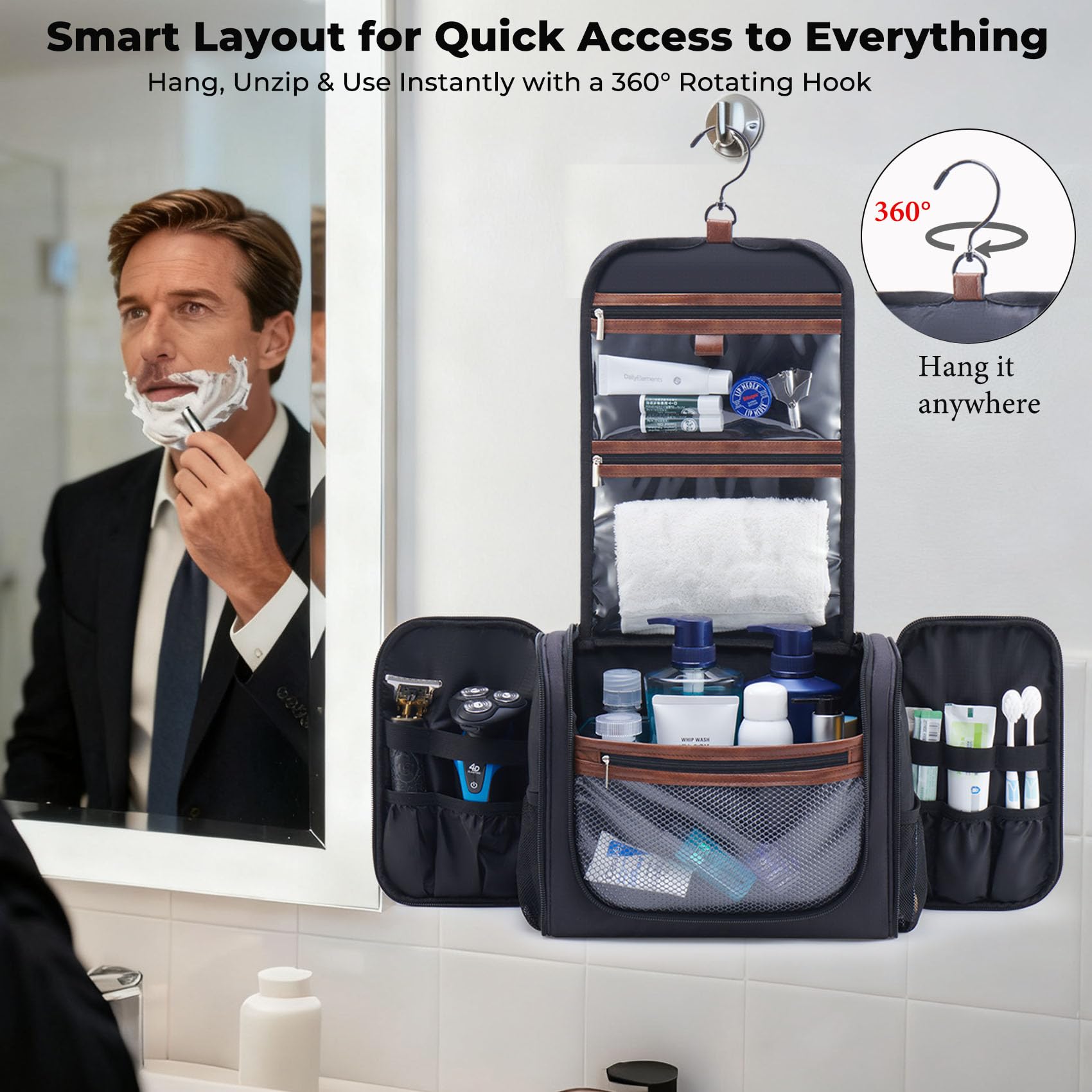 Ralnitote bag with 360° hook, ready for travel and hanging