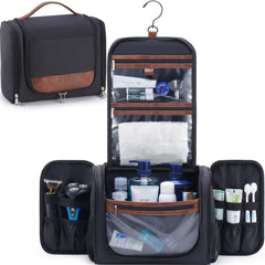 Ralnitote hanging toiletry bag, front view, shows spacious main compartment for full-size products