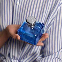 Ralph Lauren Blue lotus-flower detail highlights a crisp, airy feel.