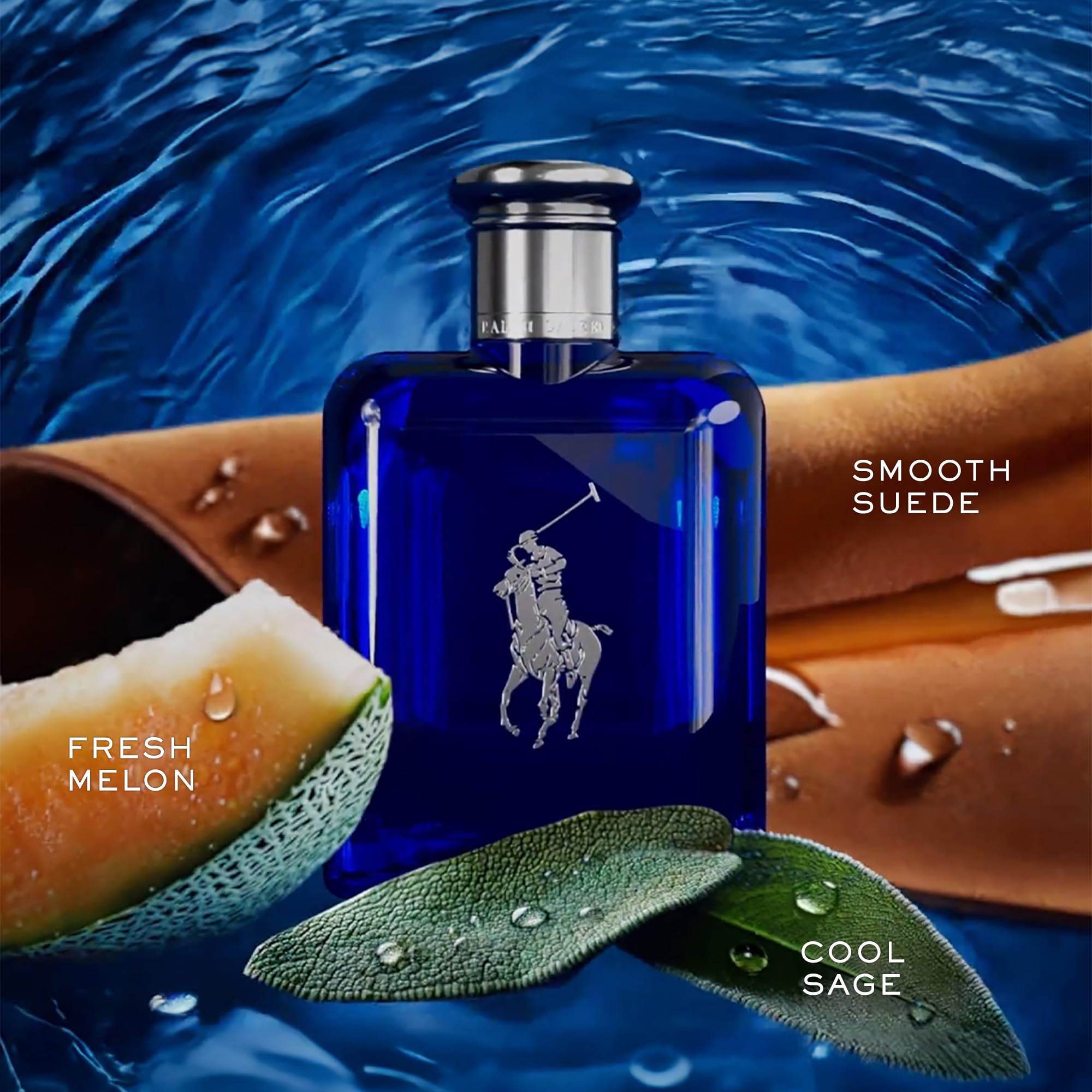 Ralph Lauren Polo Blue EDT spray on wrist for versatile everyday use.
