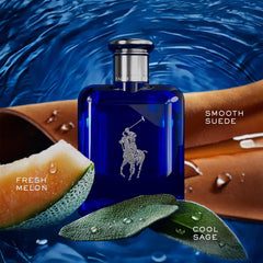 Ralph Lauren Polo Blue EDT spray on wrist for versatile everyday use.