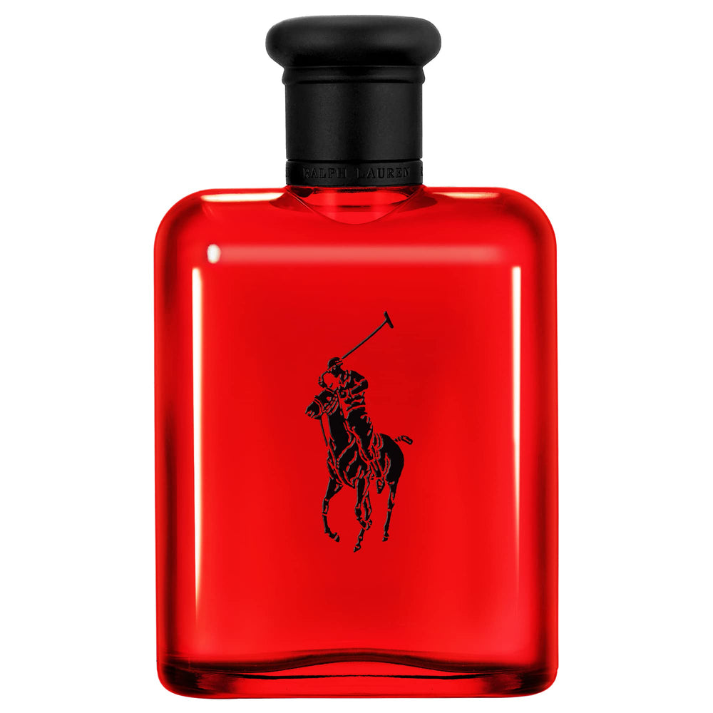 Ralph Lauren Polo Red bottle close-up, bold design for confident evenings.