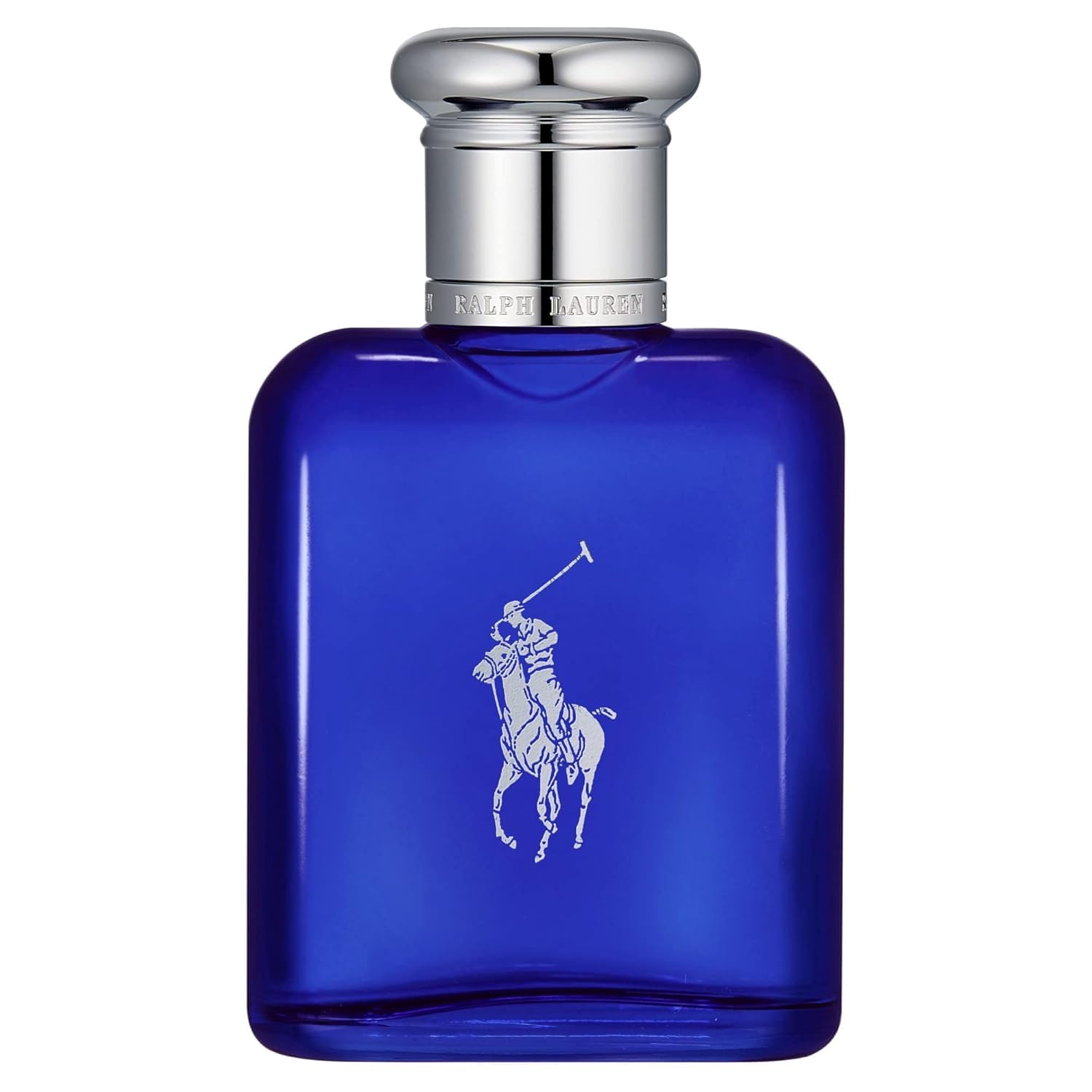 Ralph Lauren Polo Blue bottle closeup showing the royal blue finish for daily freshness