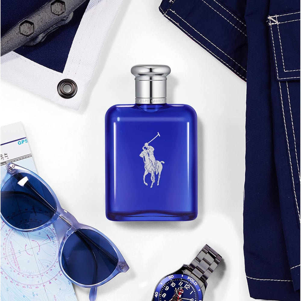 Ralph Lauren Polo Blue bottle with pony symbol evokes seaside ease