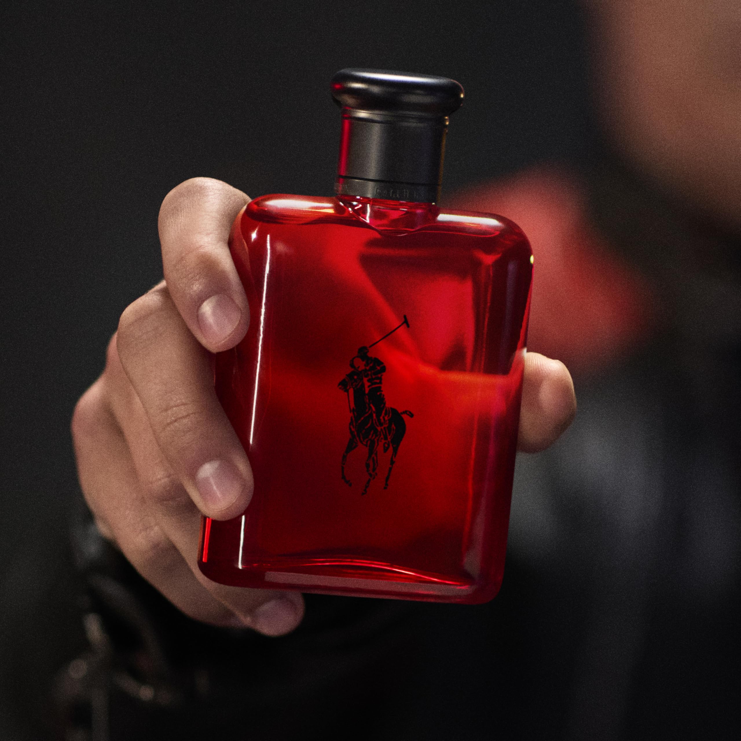 Polo Red cap close-up reveals premium packaging detail.
