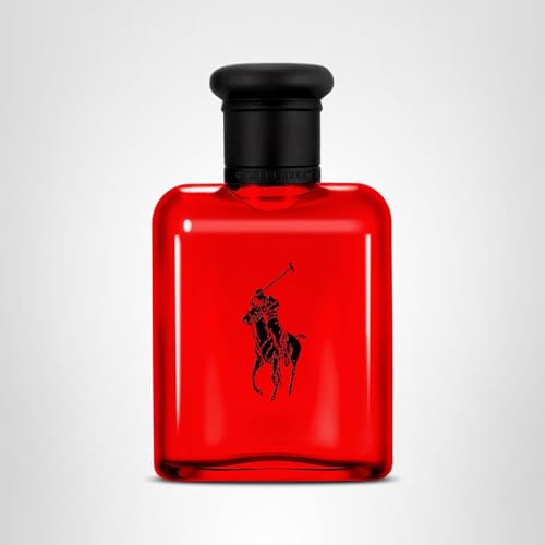Polo Red curved bottle reinforces bold, modern look.