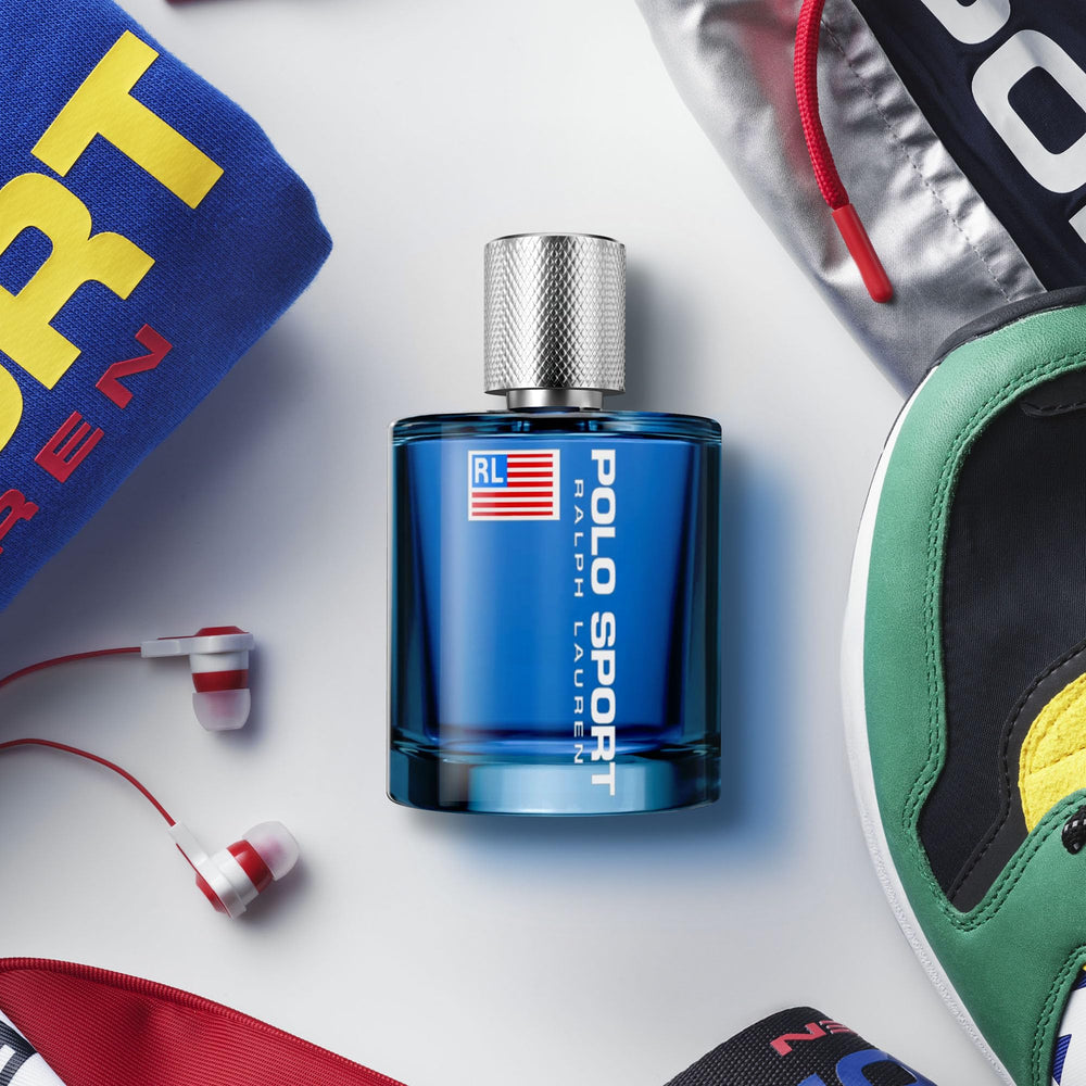 Ralph Lauren Polo Sport cap close-up illustrating crisp scent delivery