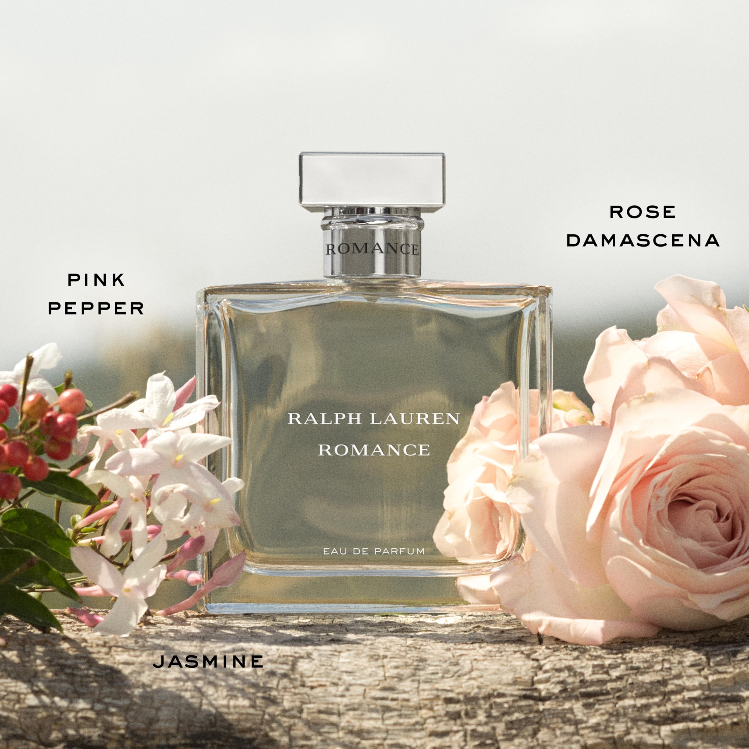Ralph Lauren Romance cap removal showing sleek glass bottle for on-the-go spritz.