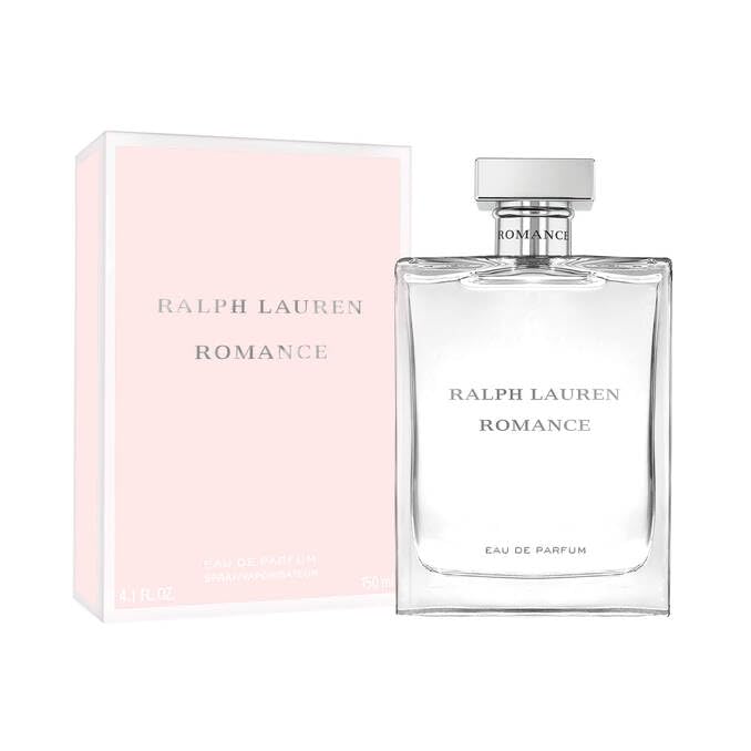 Romance packaging and lifestyle shot signaling luxury and sophistication.
