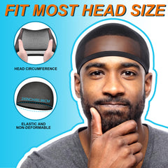 Ramede stretchy nylon stocking wave cap in black, breathable and flexible.