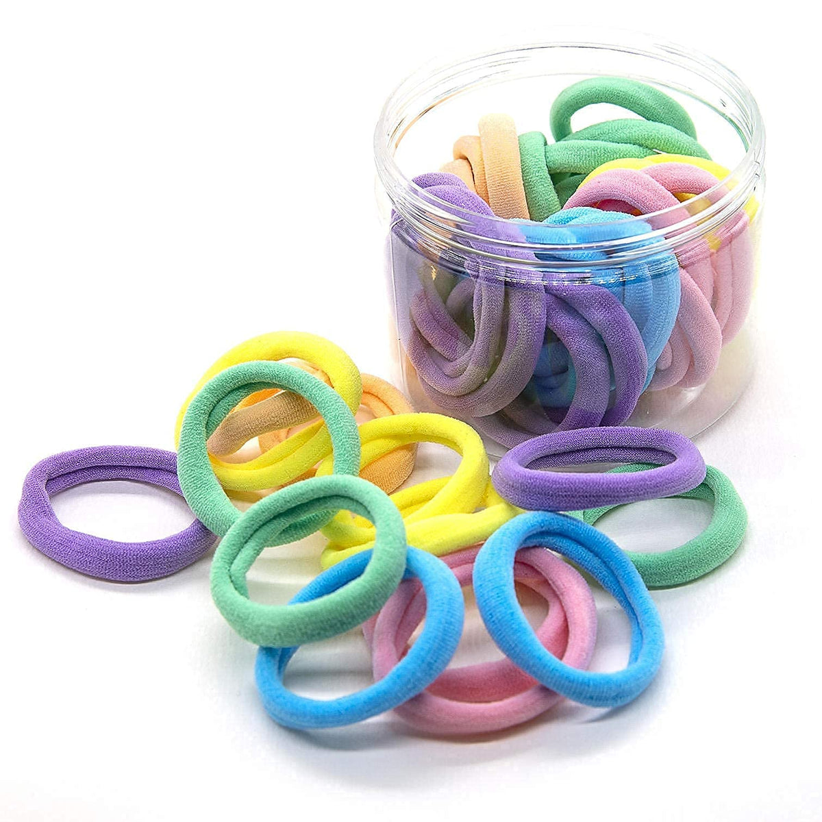 Random Mood 48pcs seamless hair ties in multicolor for lasting ponytails