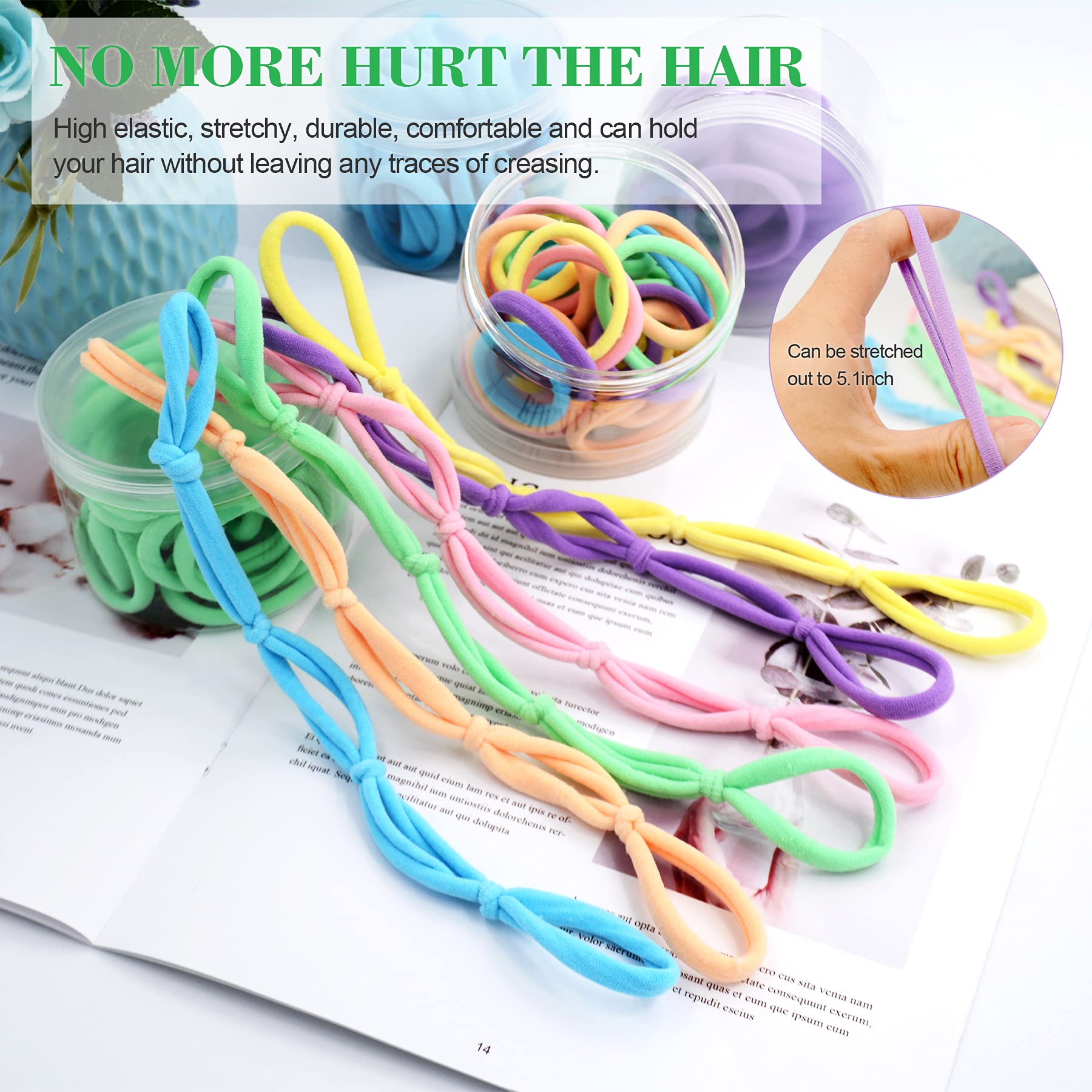 Random Mood clear container packaging keeps hair ties organized