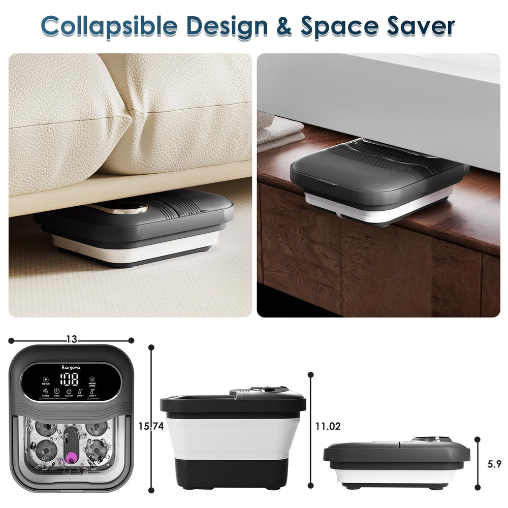 Ranjova folded storage keeps space tidy when the unit is not in use.