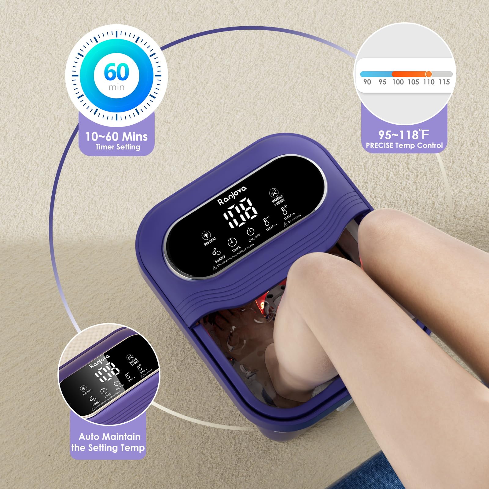 Ranjova Foot Spa collapsible design saves storage space