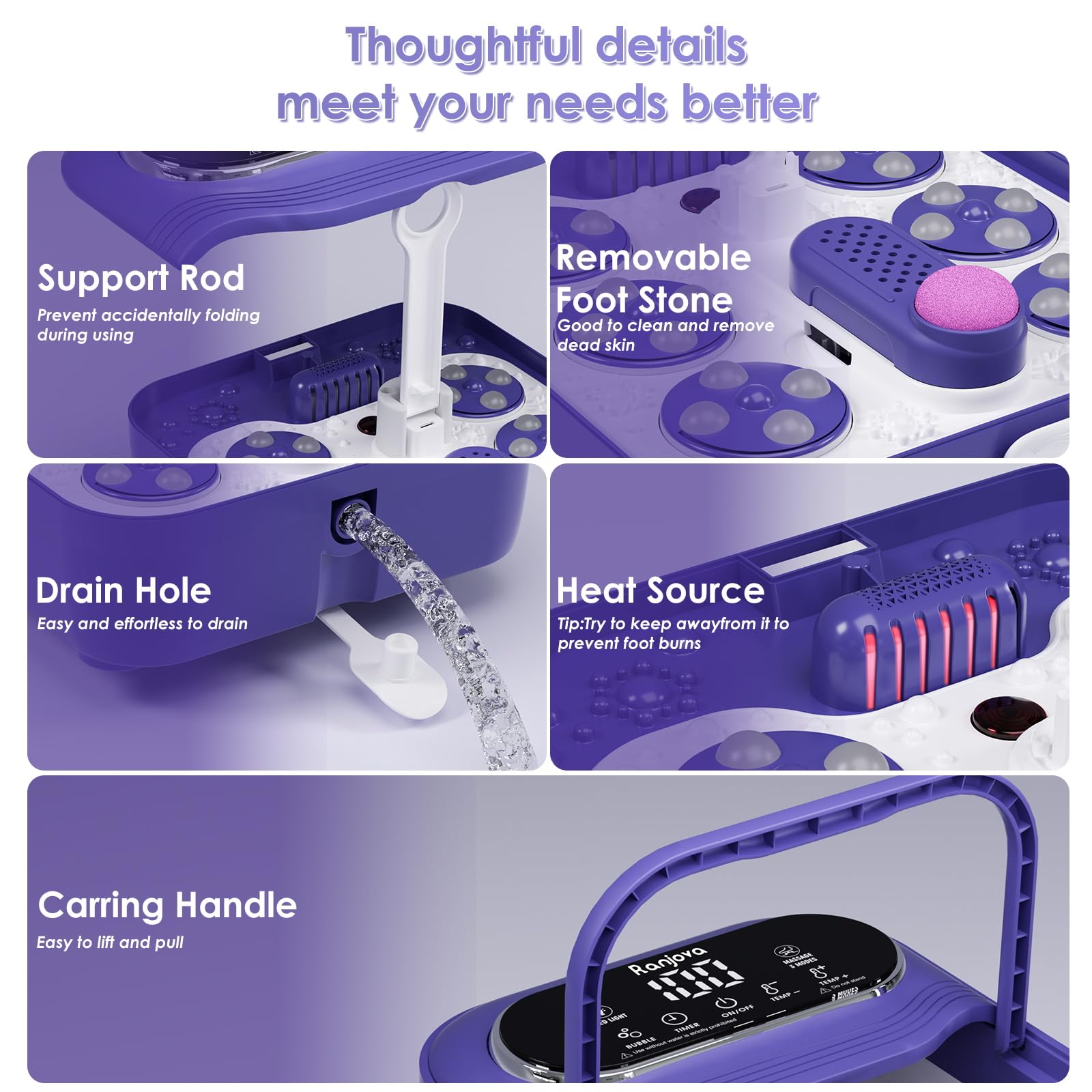Ranjova Foot Spa detachable base for easy cleaning