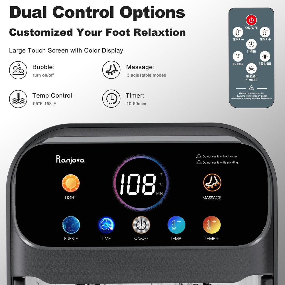 Ranjova foot spa temperature control delivers warm, customizable foot soaks