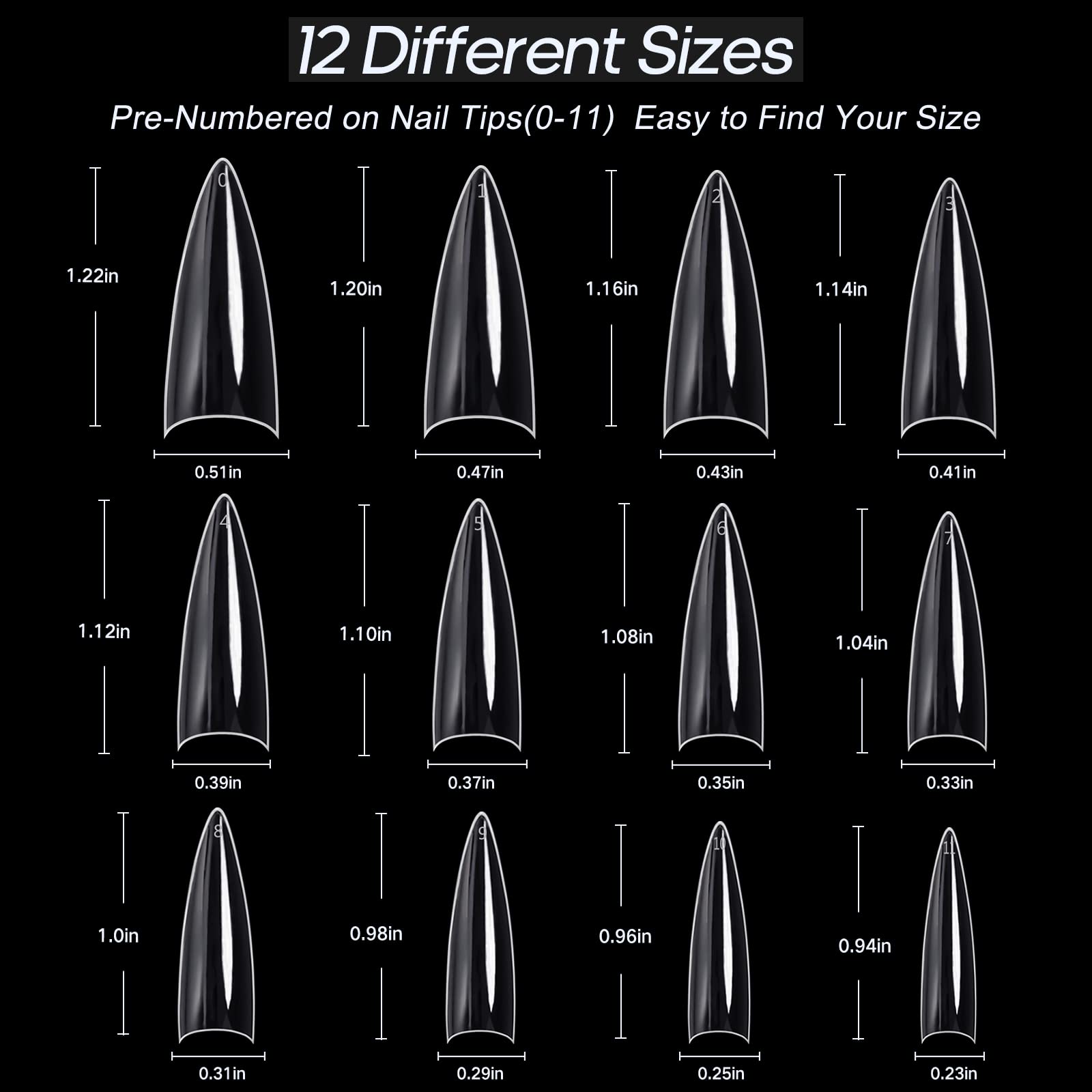 Ranrose 12-different-sizes ensures precise fit for most fingers.