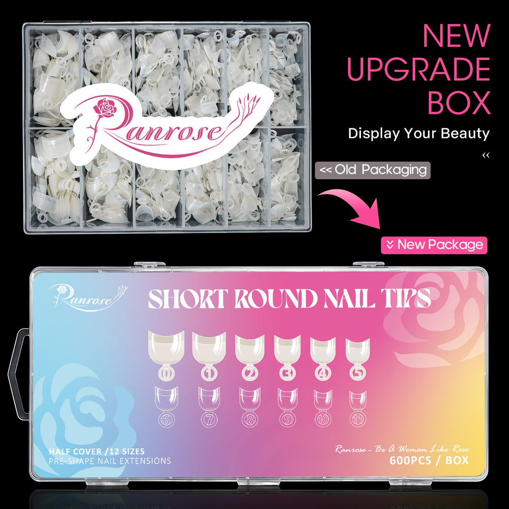 Ranrose 12-size nail tip box grid for quick size matching