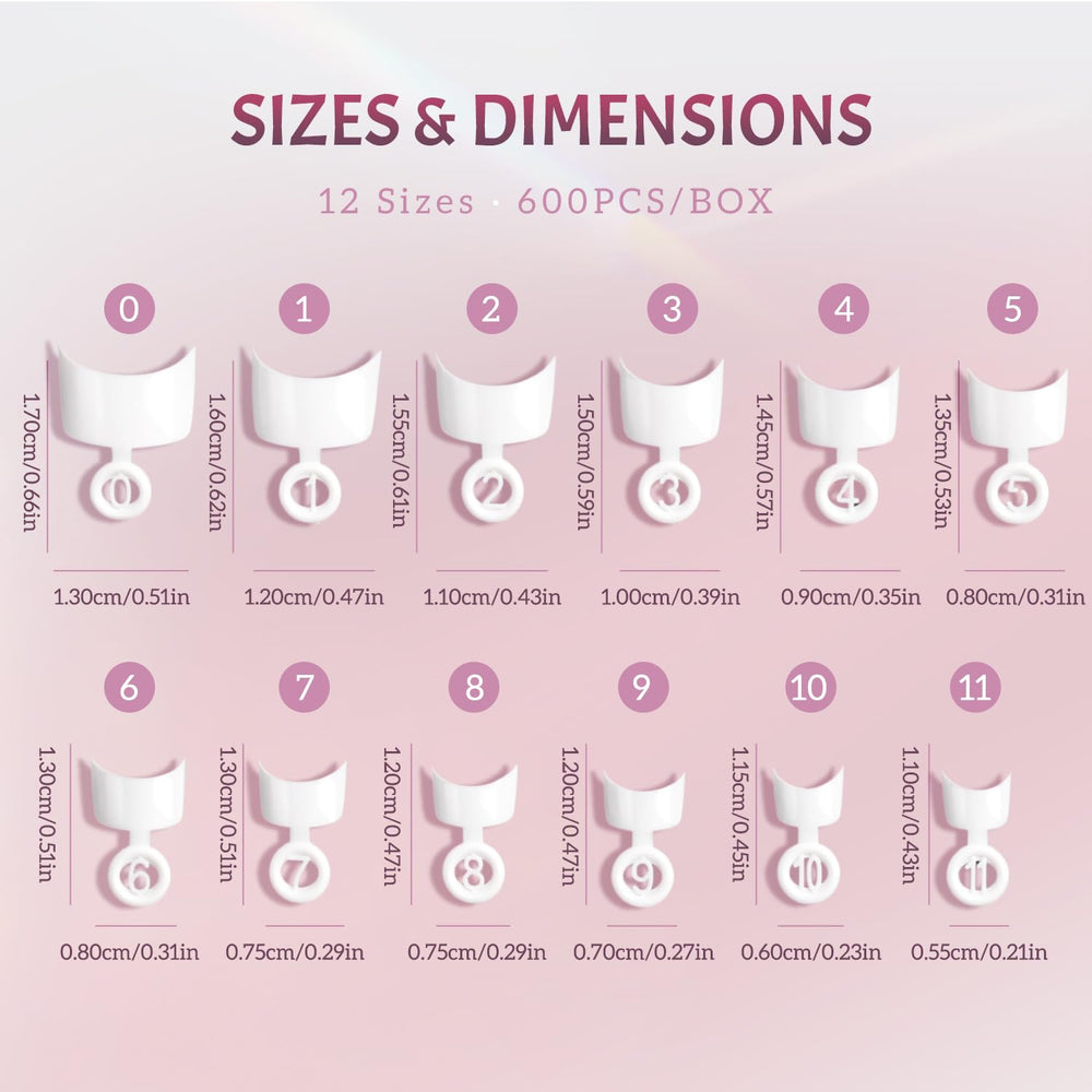 Ranrose 12-size nail tips box grid for quick size matching.