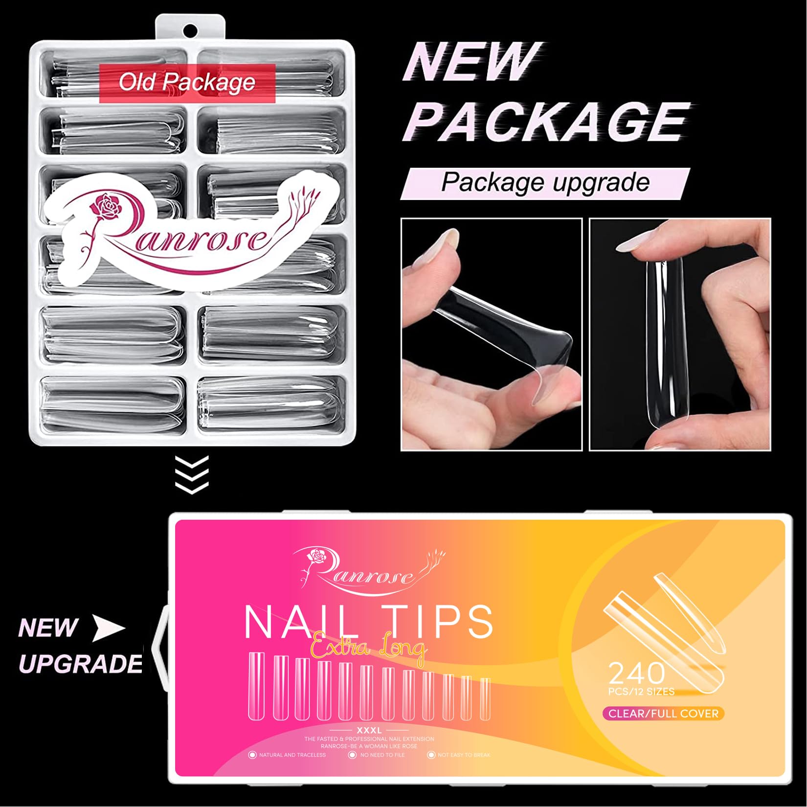 Ranrose 240-piece set in 12 sizes organized in a box
