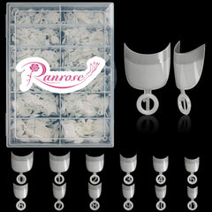Ranrose 600pcs short nail tips with oval half-cover for natural DIY nails