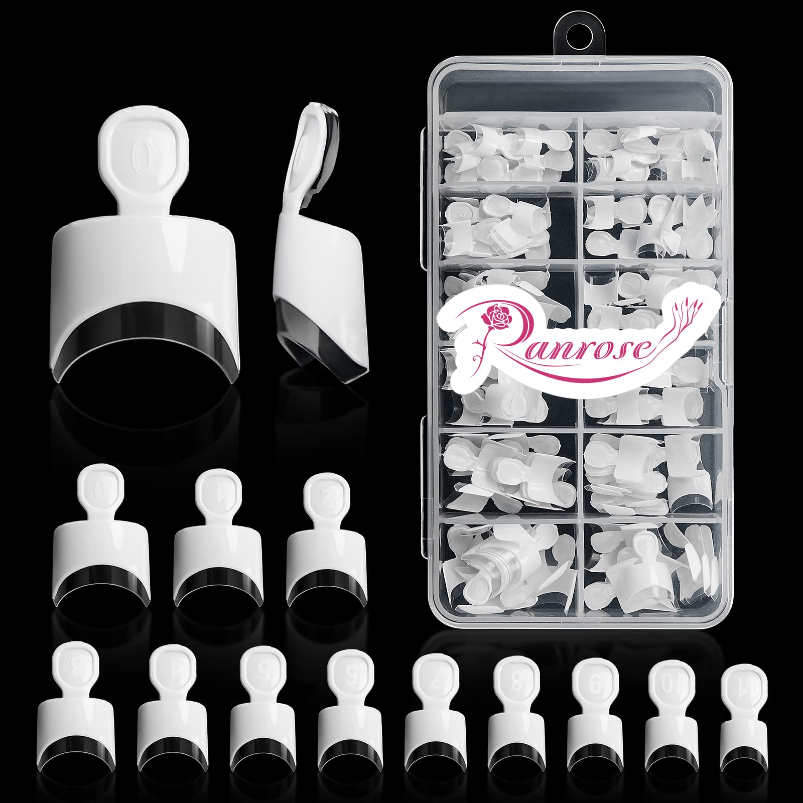 Ranrose box of white French nail tips, easy storage and quick access for DIY nails.