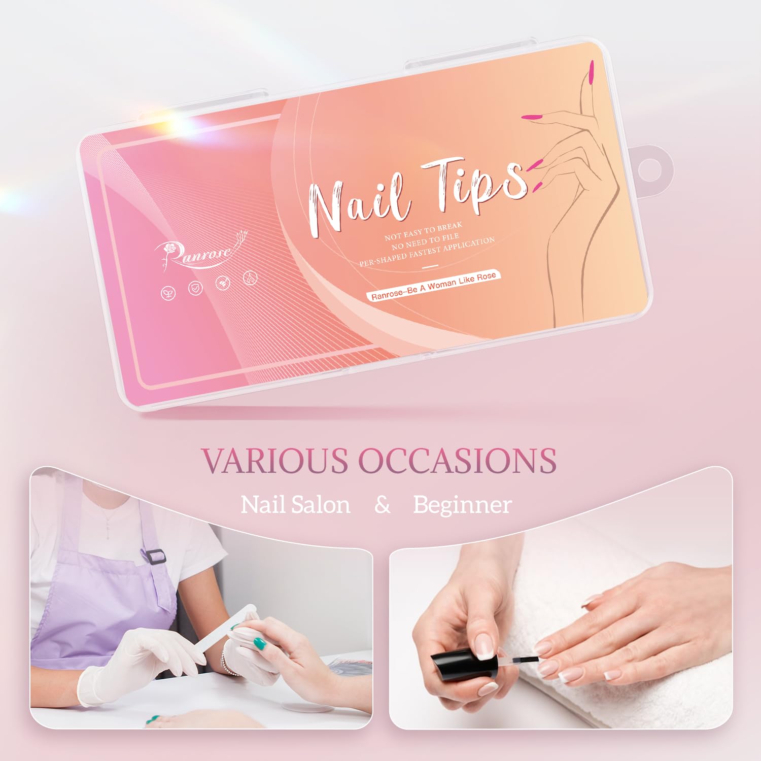 Ranrose caja de almacenamiento para uñas, organización rápida.